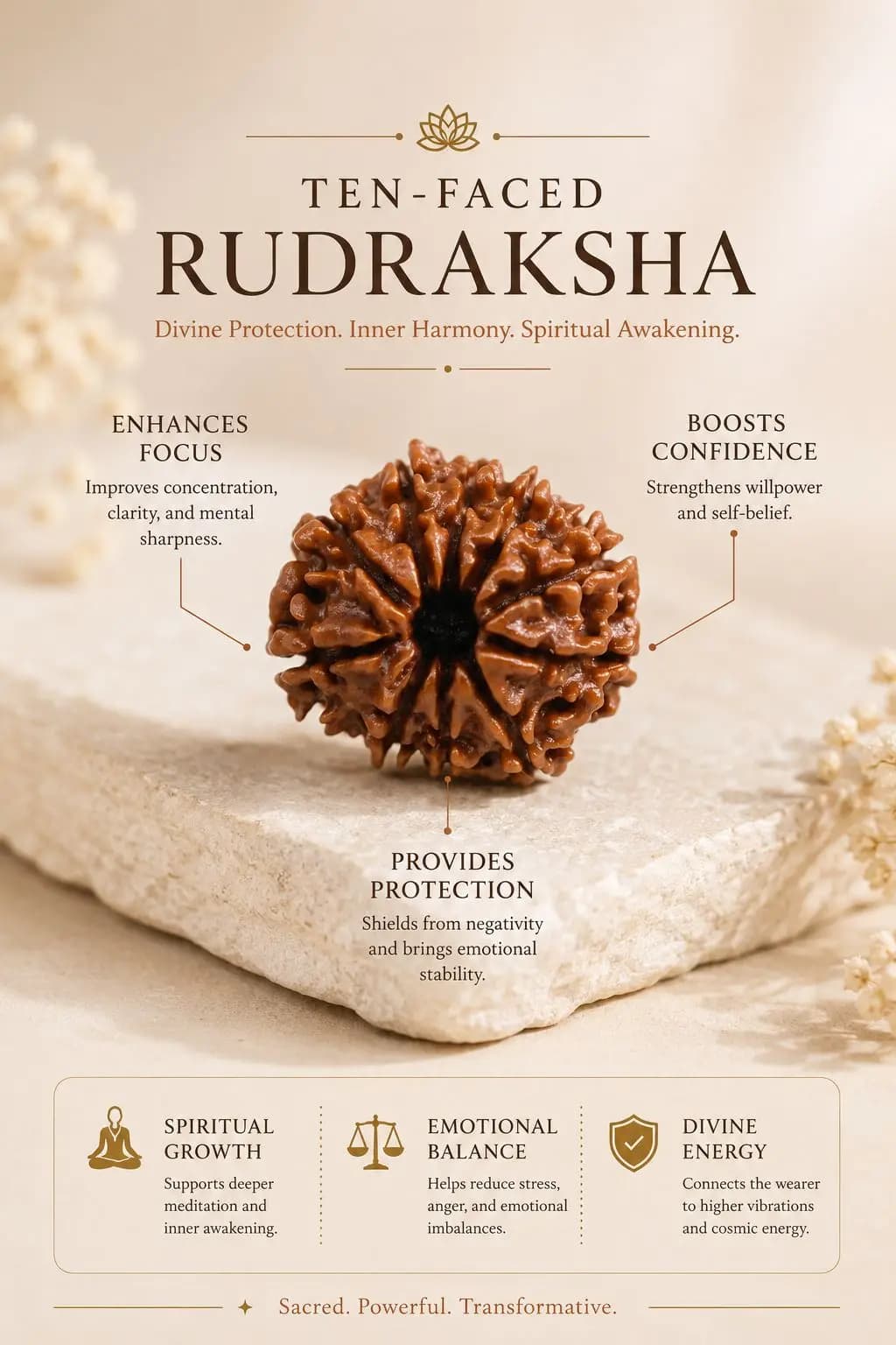 10 Mukhi Rudraksha - Authentic AstroJi Spiritual Product View 3
