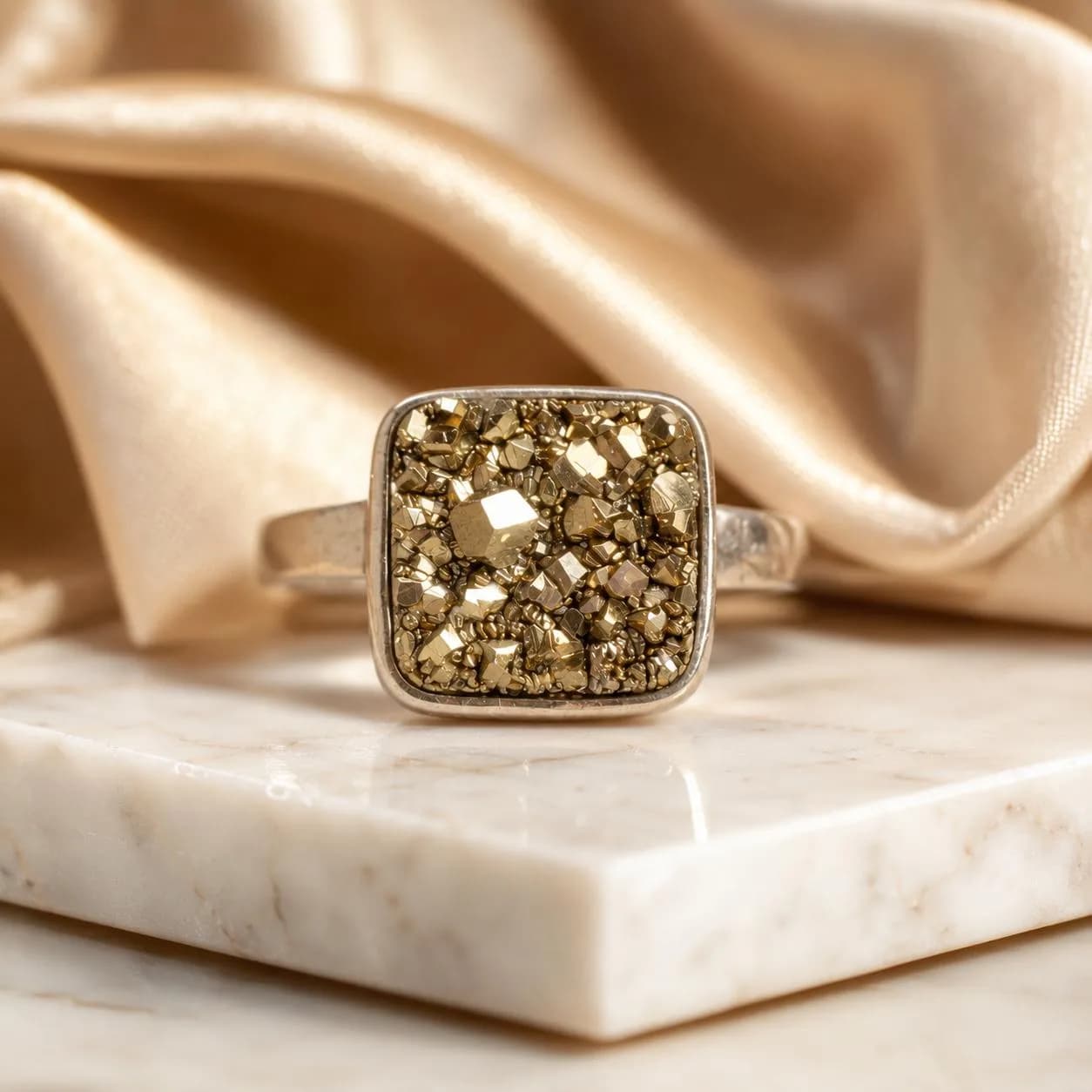 PYRITE RING : German silver adjustable - Authentic AstroJi Spiritual Product View 1