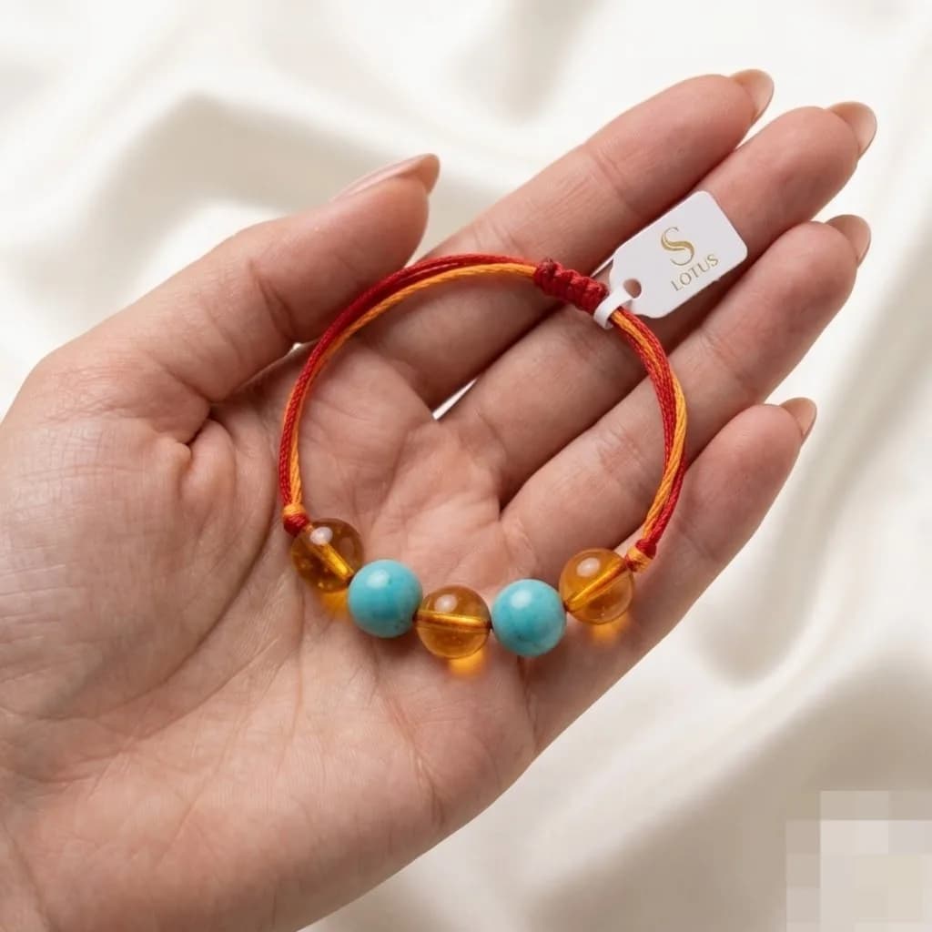 Citrine & Turquoise Rakhi - Authentic AstroJi Spiritual Product View 2