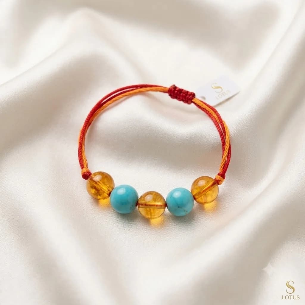 Citrine & Turquoise Rakhi
