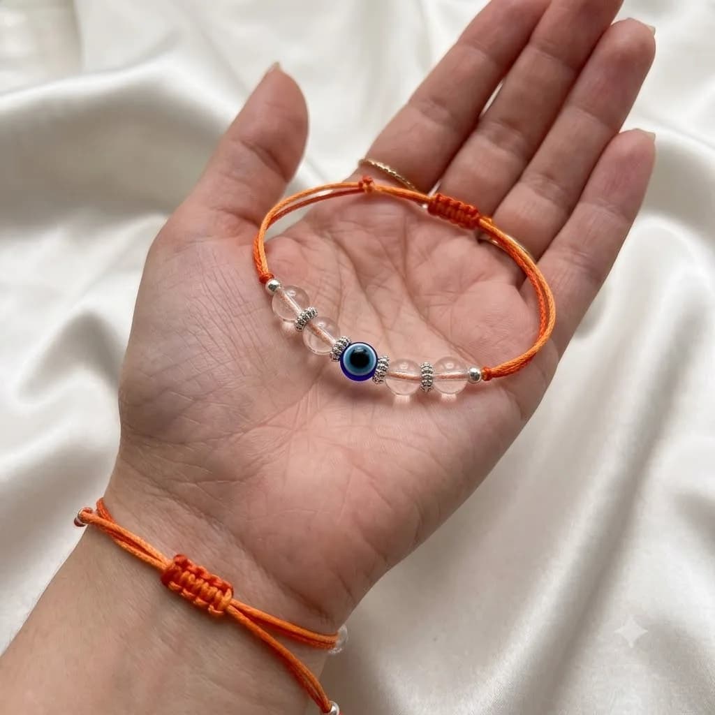 Clear Quartz Evil Eye Protection Rakhi - Authentic AstroJi Spiritual Product View 2
