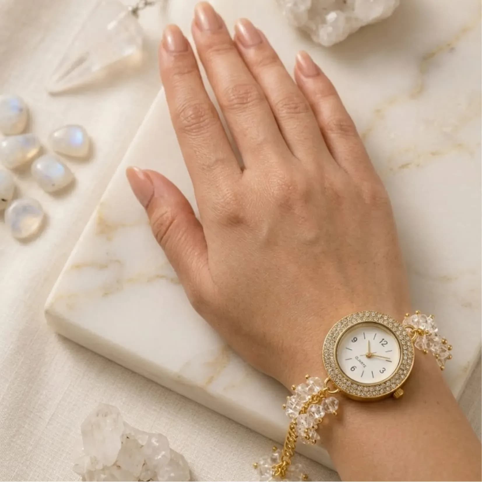 Clear Quartz Chips Watch Bracelet - Authentic AstroJi Spiritual Product View 2