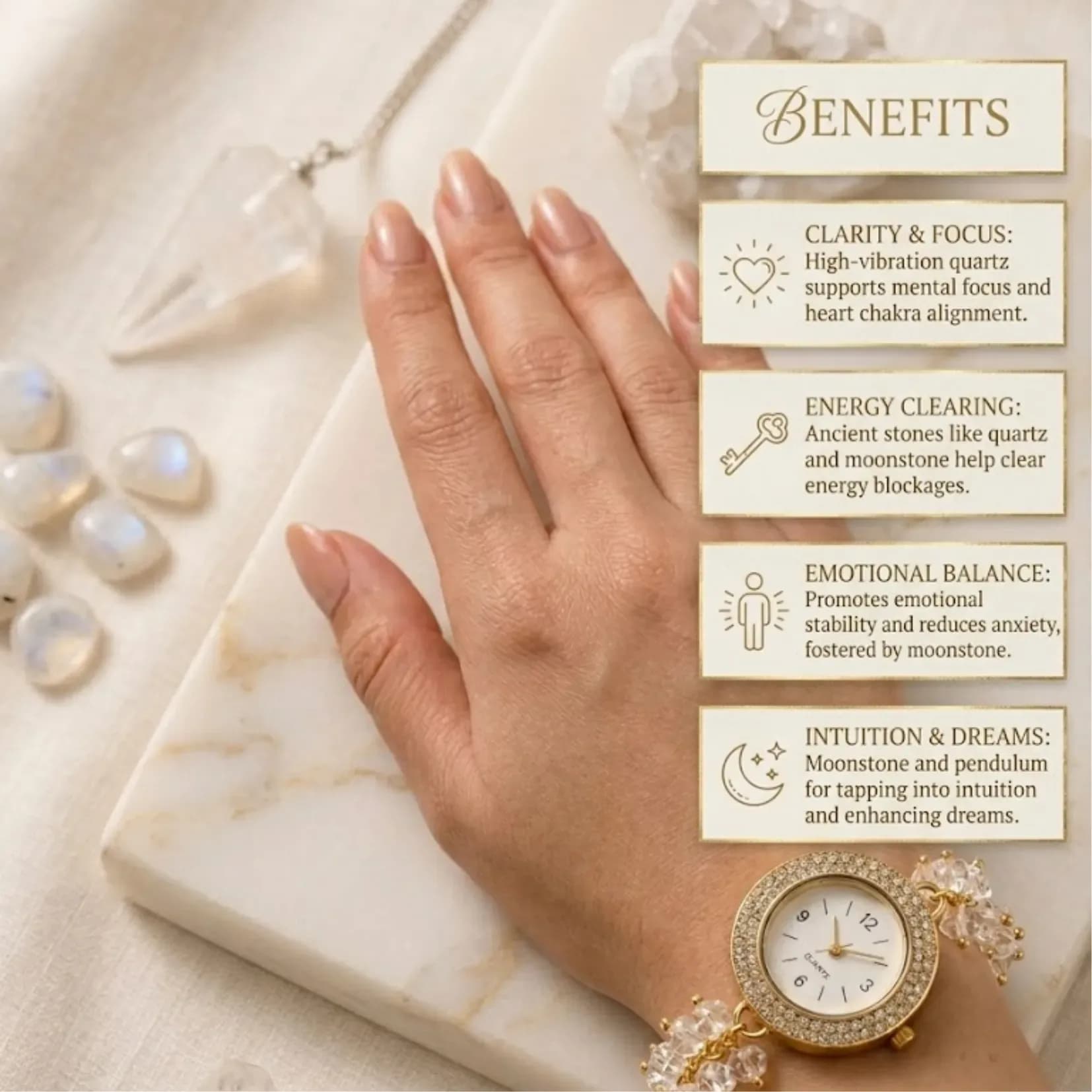 Clear Quartz Chips Watch Bracelet - Authentic AstroJi Spiritual Product View 3