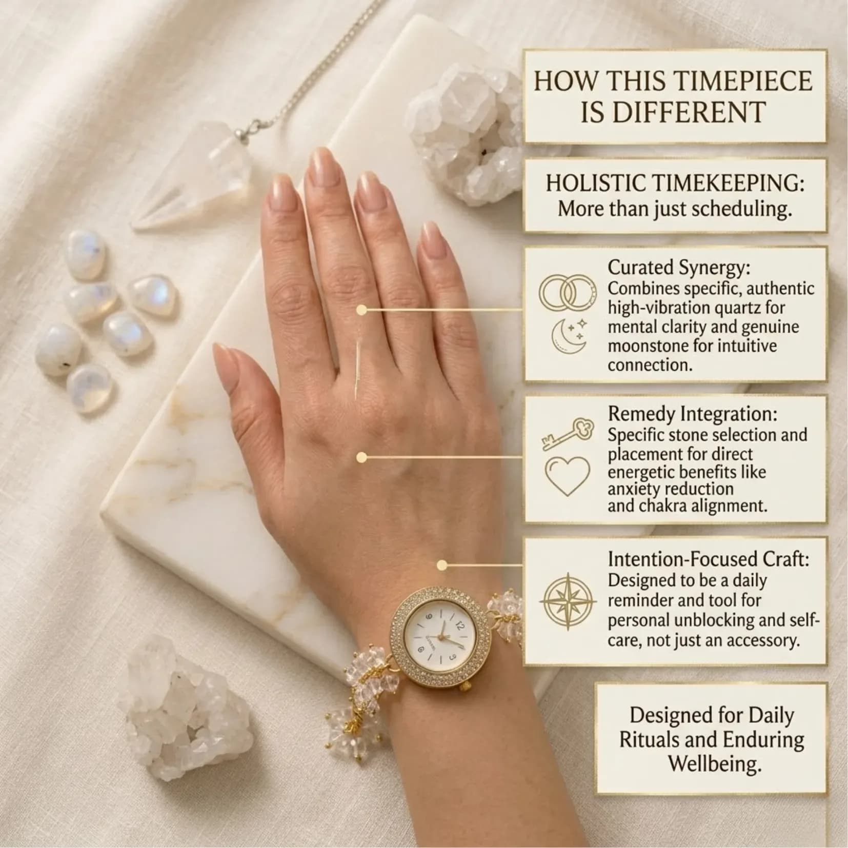 Clear Quartz Chips Watch Bracelet - Authentic AstroJi Spiritual Product View 4