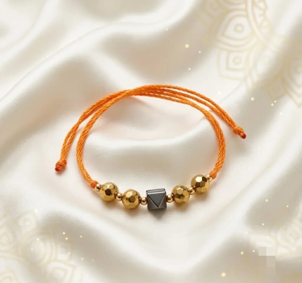 Golden Pyrite Studded Rakhi