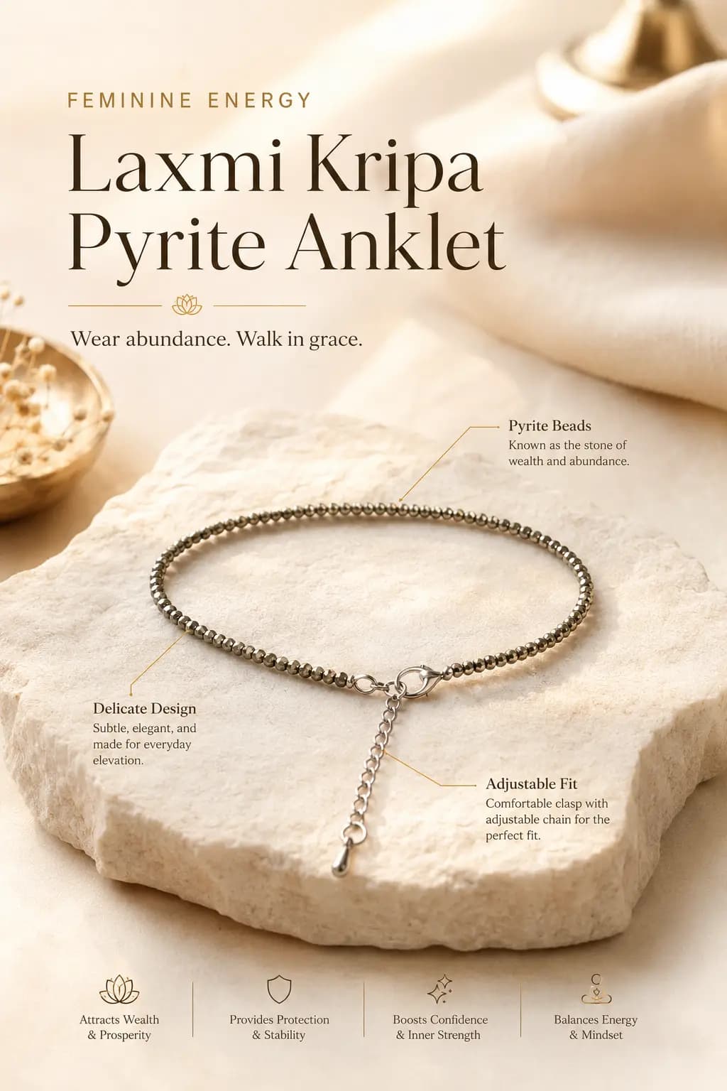 LAXMI KRIPA PYRITE ANKLET PAIR - View 3