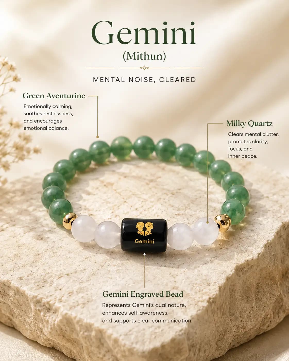 Gemini Zodiac Bracelet - Authentic AstroJi Spiritual Product View 2