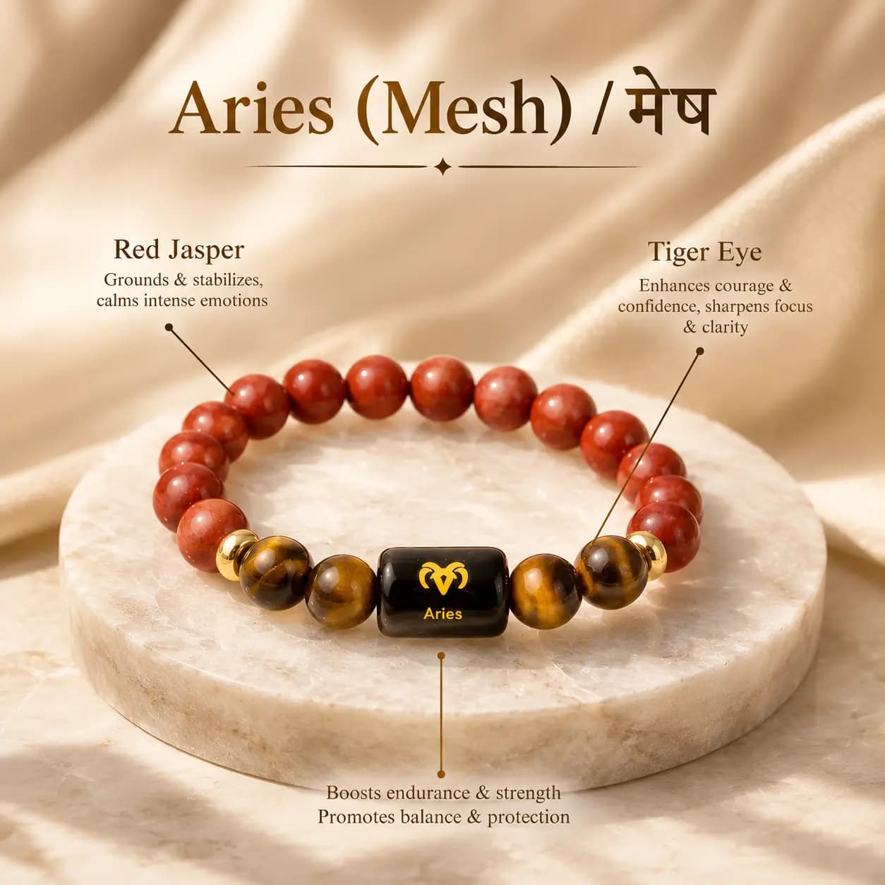 Aries Zodiac Bracelet - Authentic AstroJi Spiritual Product View 2