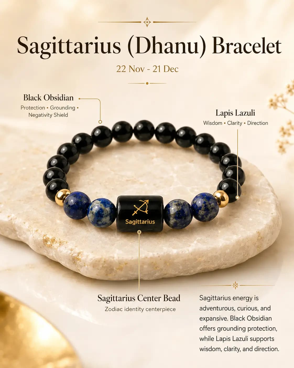 Sagittarius Zodiac Bracelet - Authentic AstroJi Spiritual Product View 2