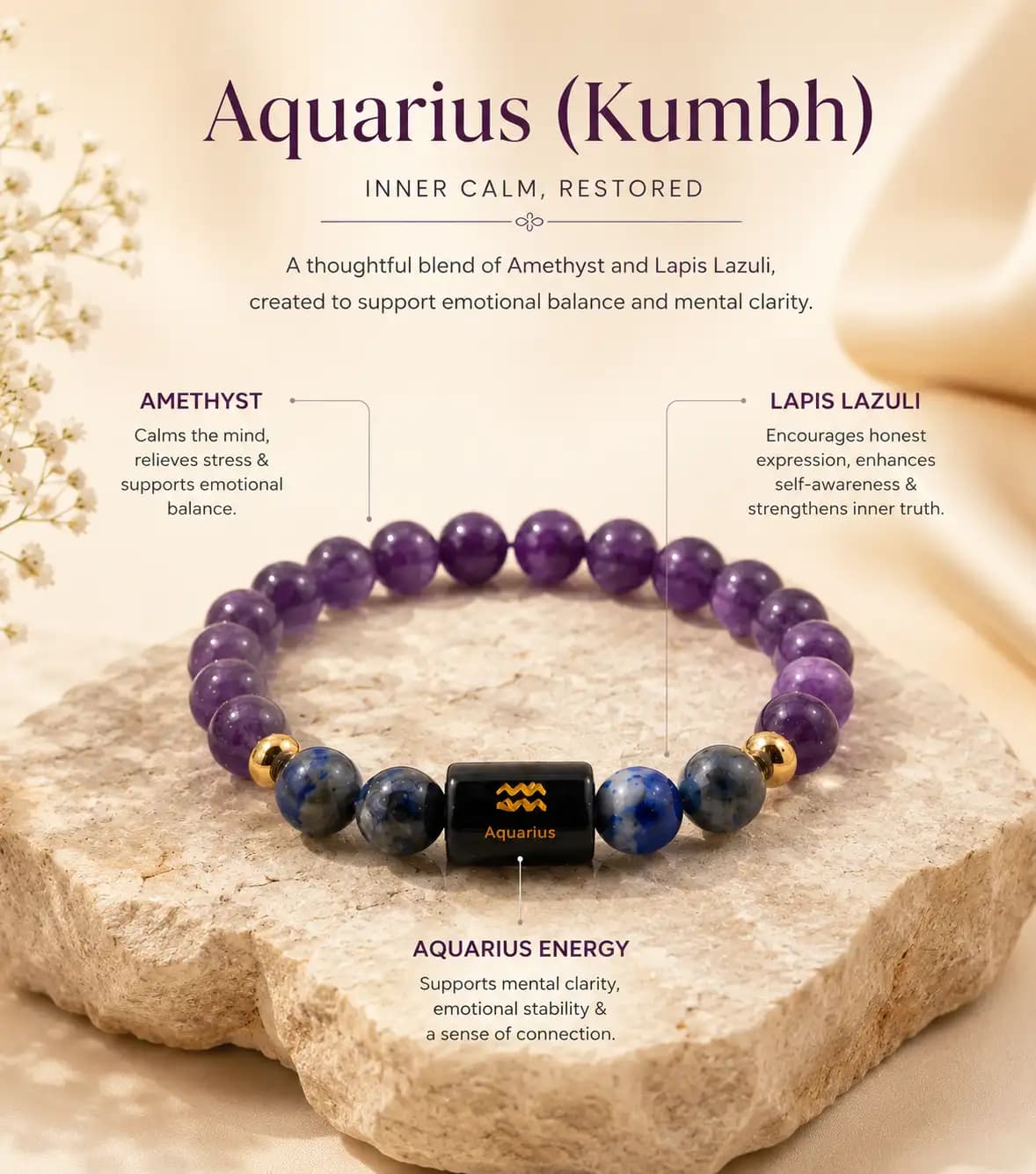 Aquarius Zodiac Bracelet - Authentic AstroJi Spiritual Product View 2