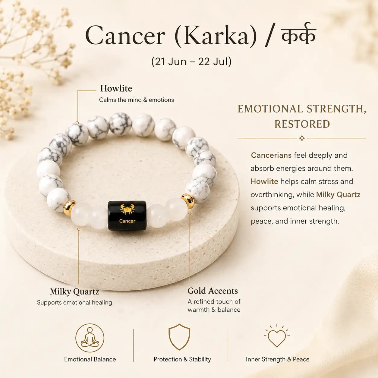 Cancer Zodiac Bracelet - Authentic AstroJi Spiritual Product View 2