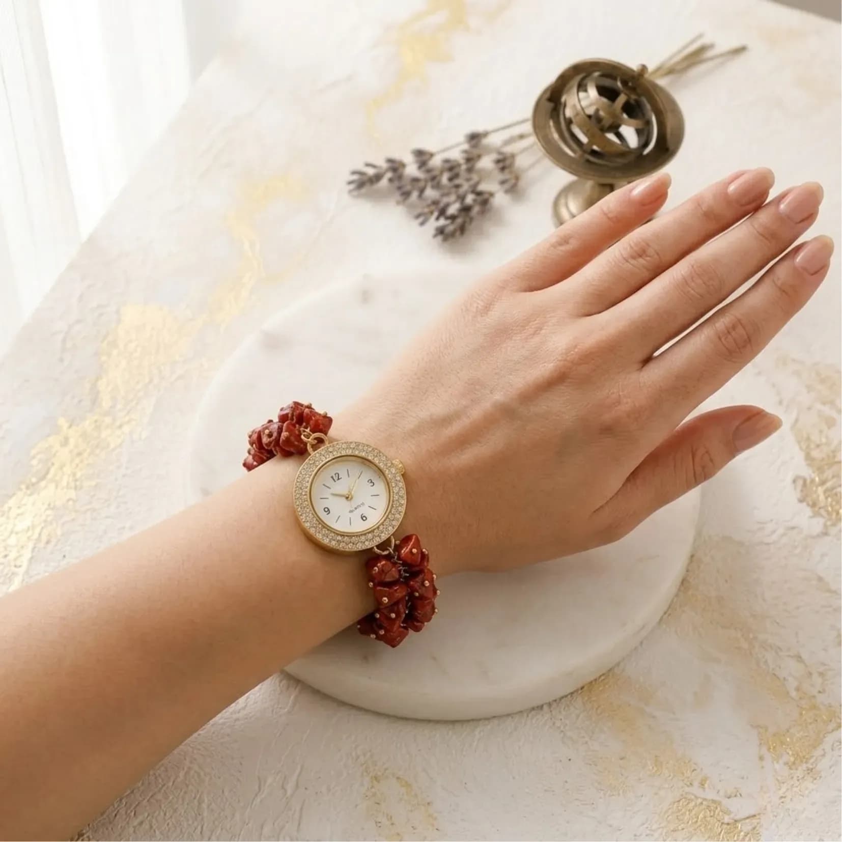 Red Jasper Chips Watch Bracelet - Authentic AstroJi Spiritual Product View 2