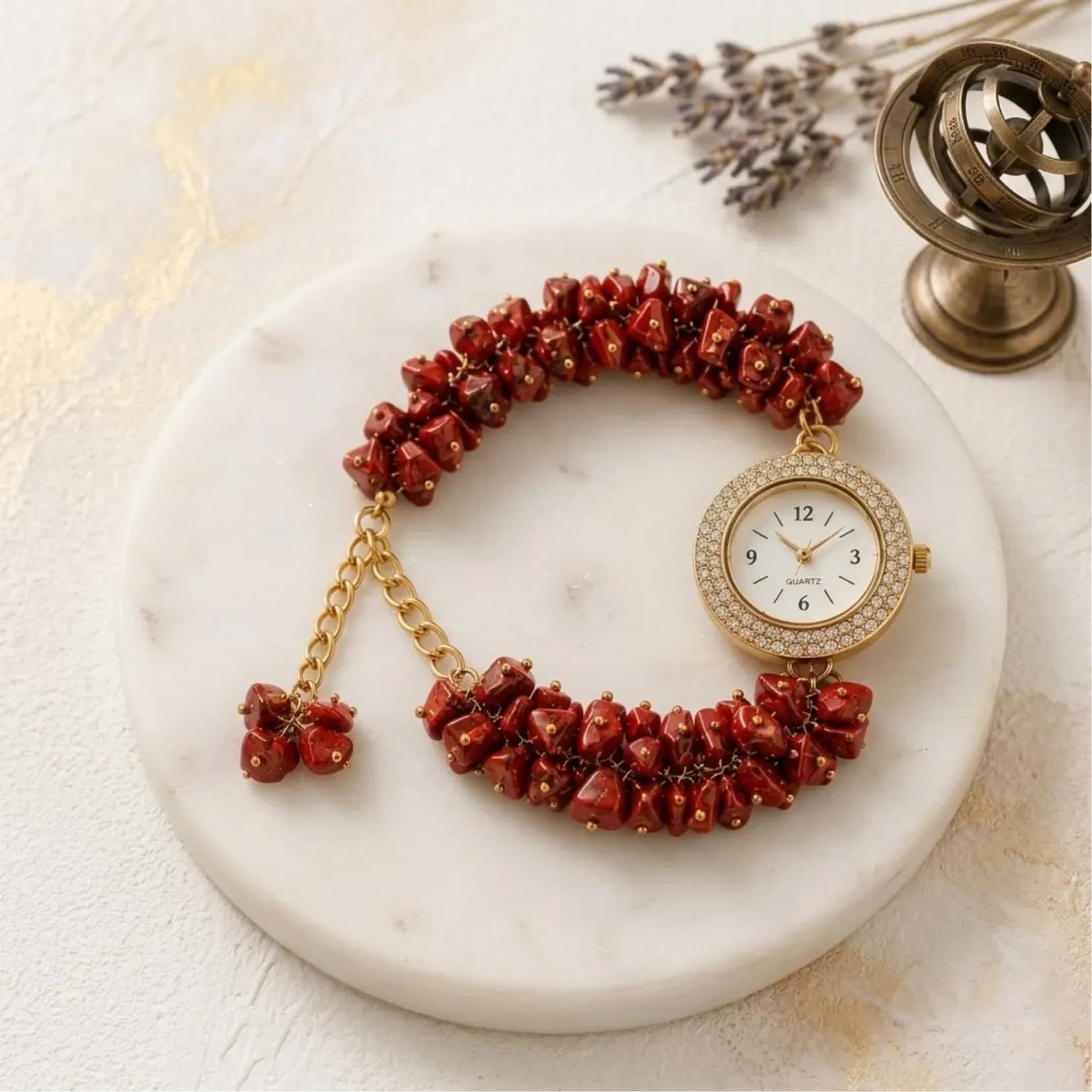 Red Jasper Chips Watch Bracelet