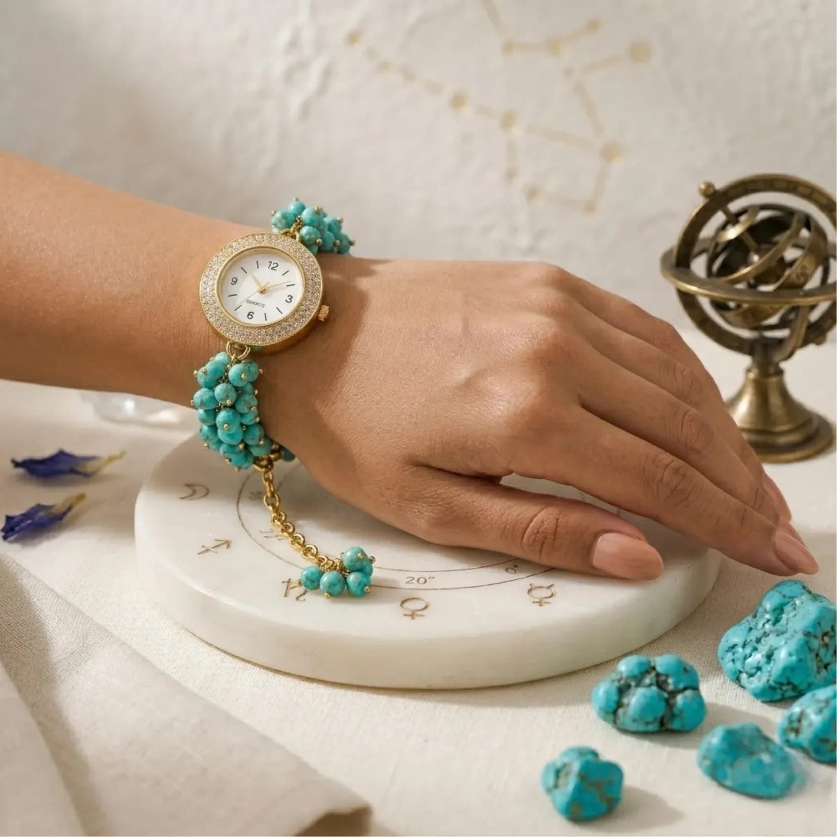Turquoise Chips Watch Bracelet - Authentic AstroJi Spiritual Product View 2