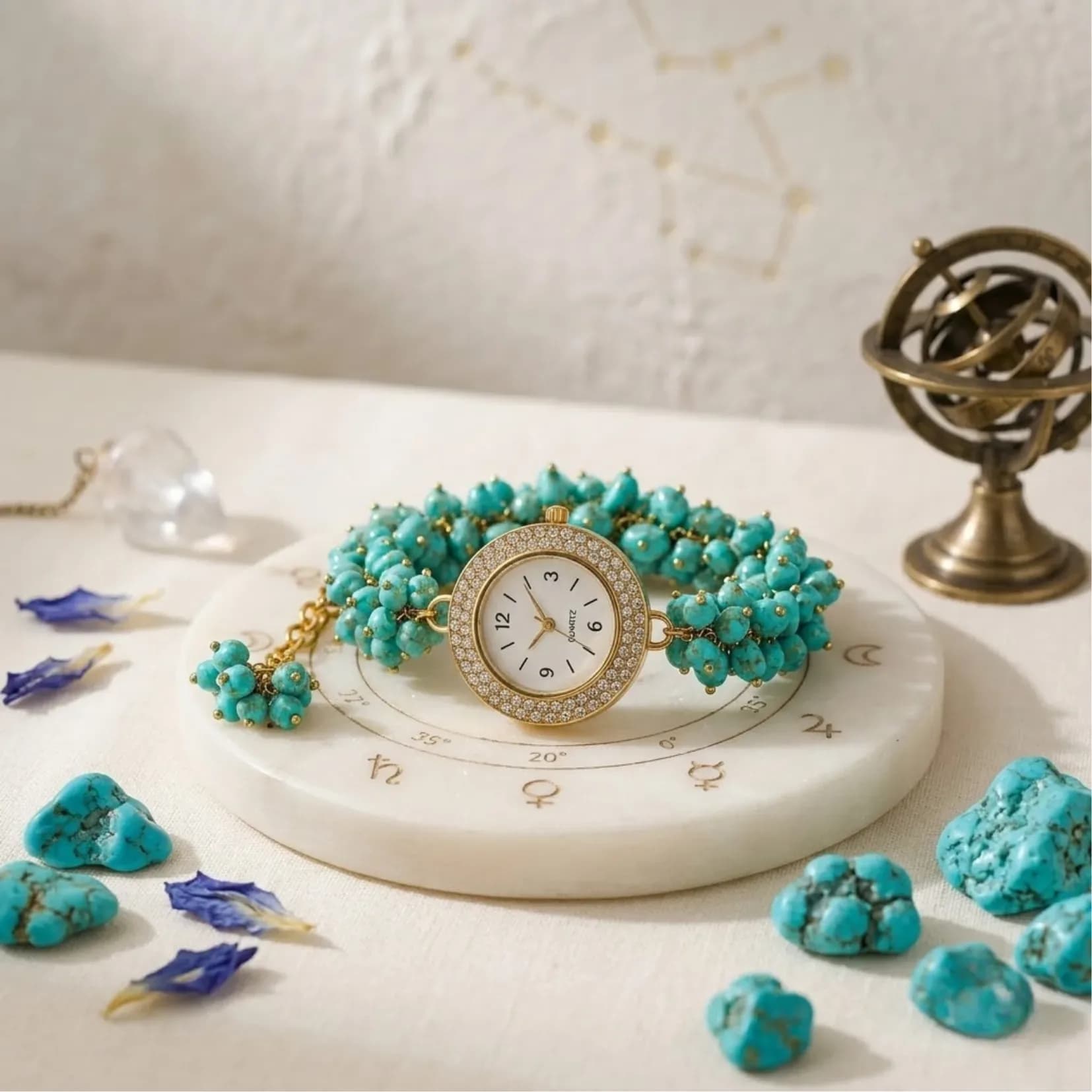 Turquoise Chips Watch Bracelet - Authentic AstroJi Spiritual Product View 1
