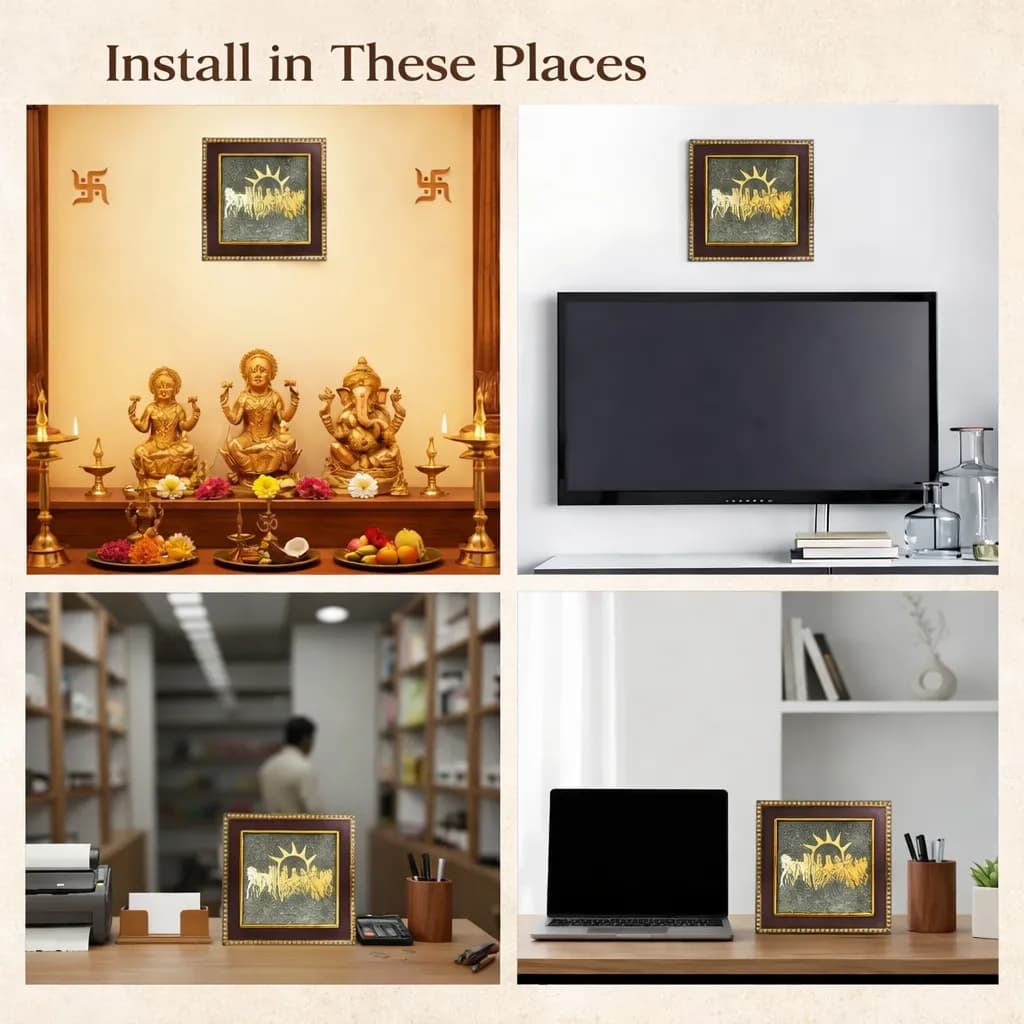 Raw Pyrite Frame – 7 Horses (Golden) - View 5