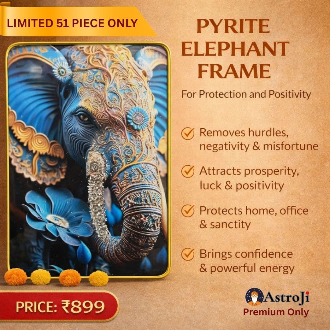 PYRITE BLUE ELEPHANT FRAME - Authentic AstroJi Spiritual Product View 1