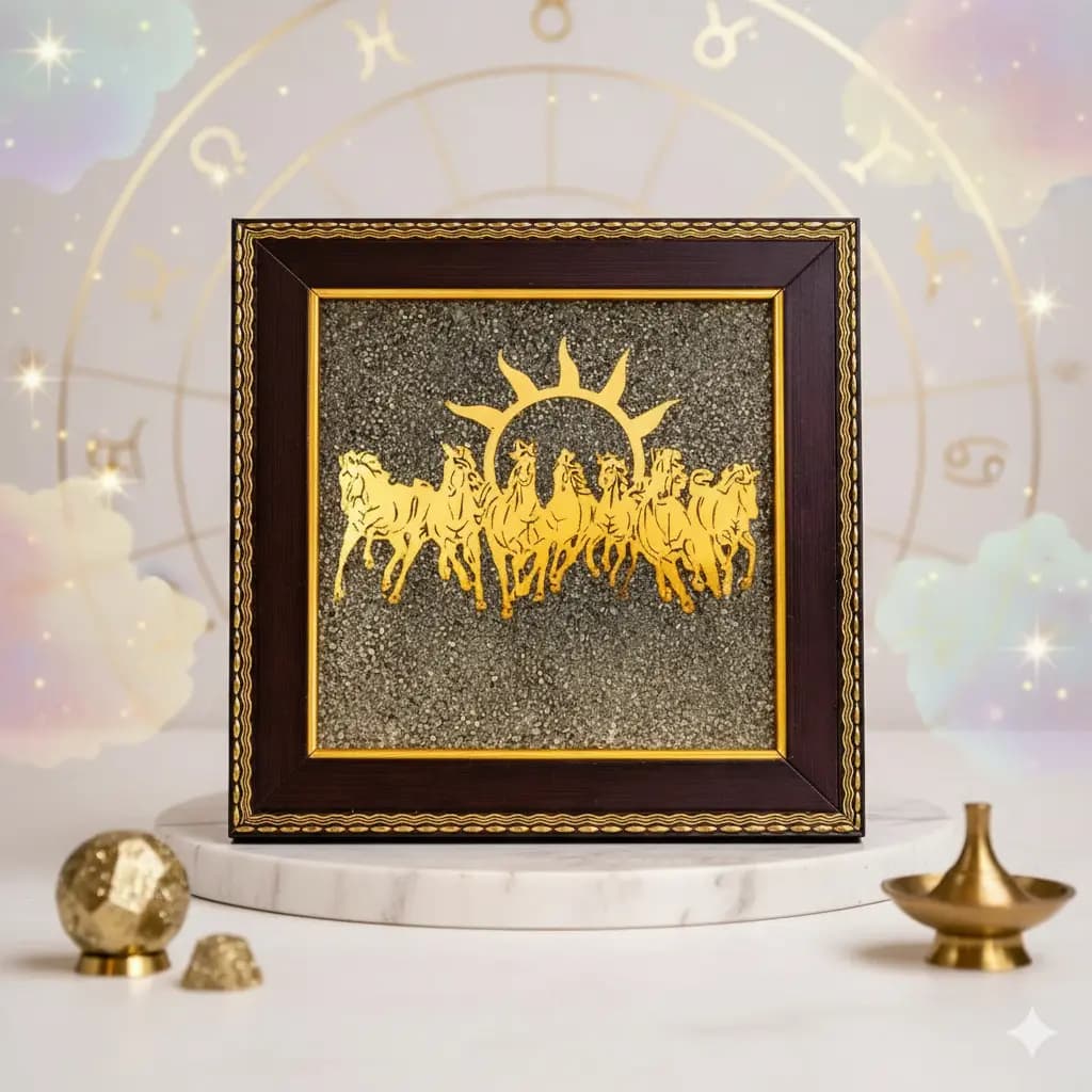 7 HORSES ON PYRITE FRAME - Authentic AstroJi Spiritual Product View 1