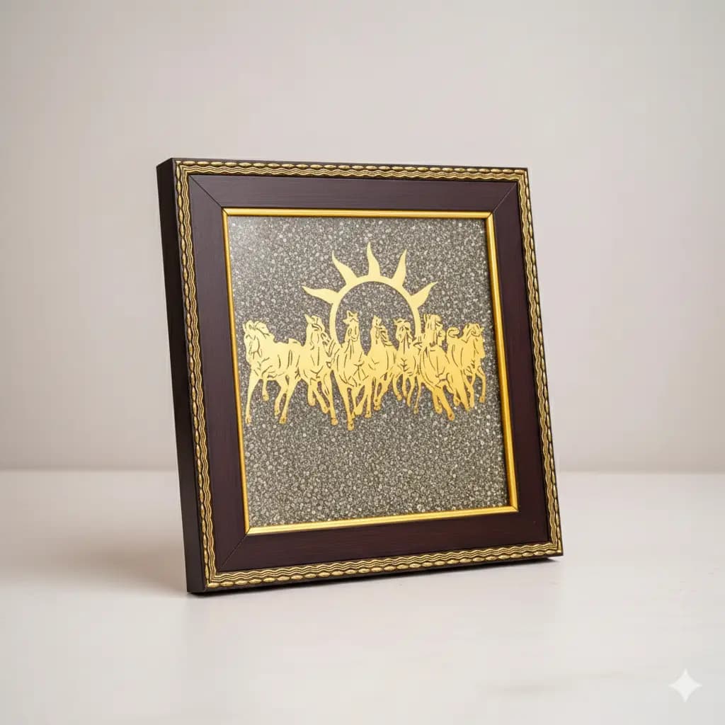 7 HORSES ON PYRITE FRAME - Authentic AstroJi Spiritual Product View 3