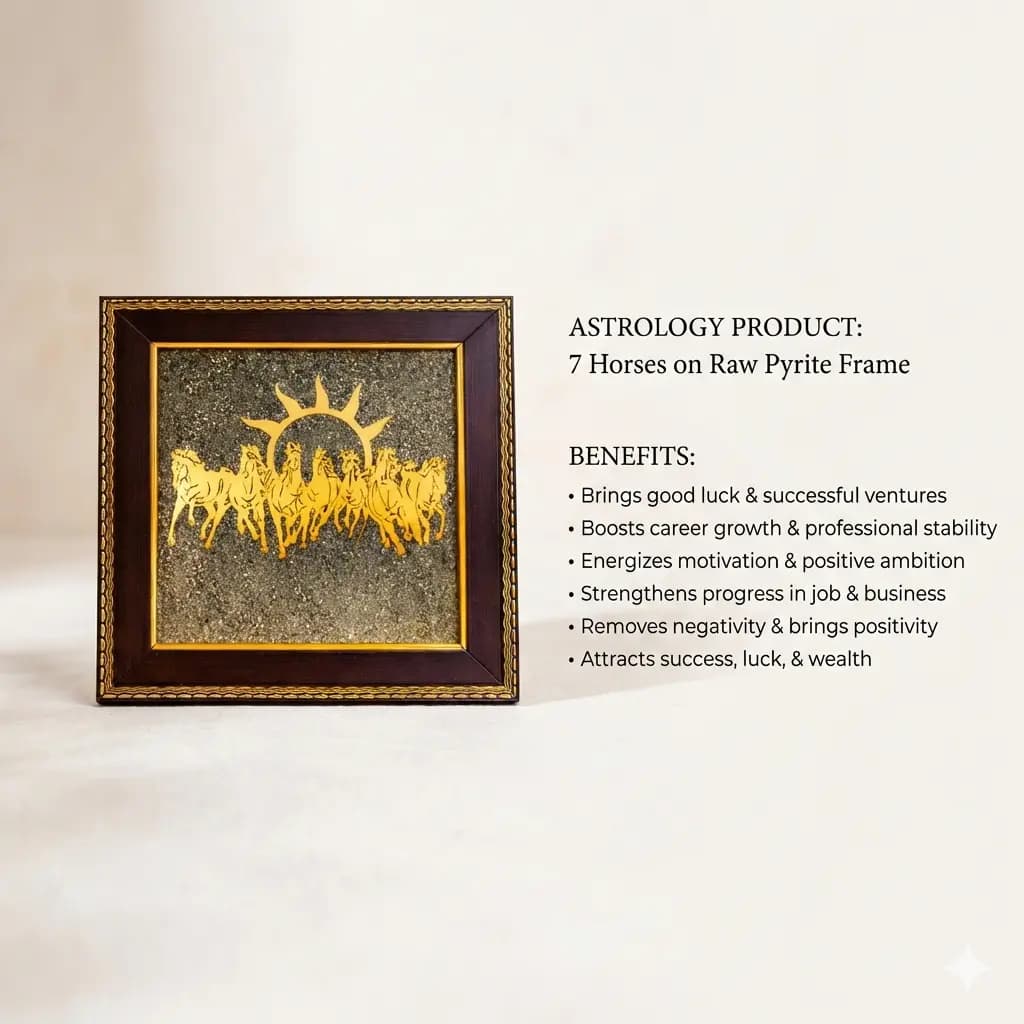 7 HORSES ON PYRITE FRAME - Authentic AstroJi Spiritual Product View 4