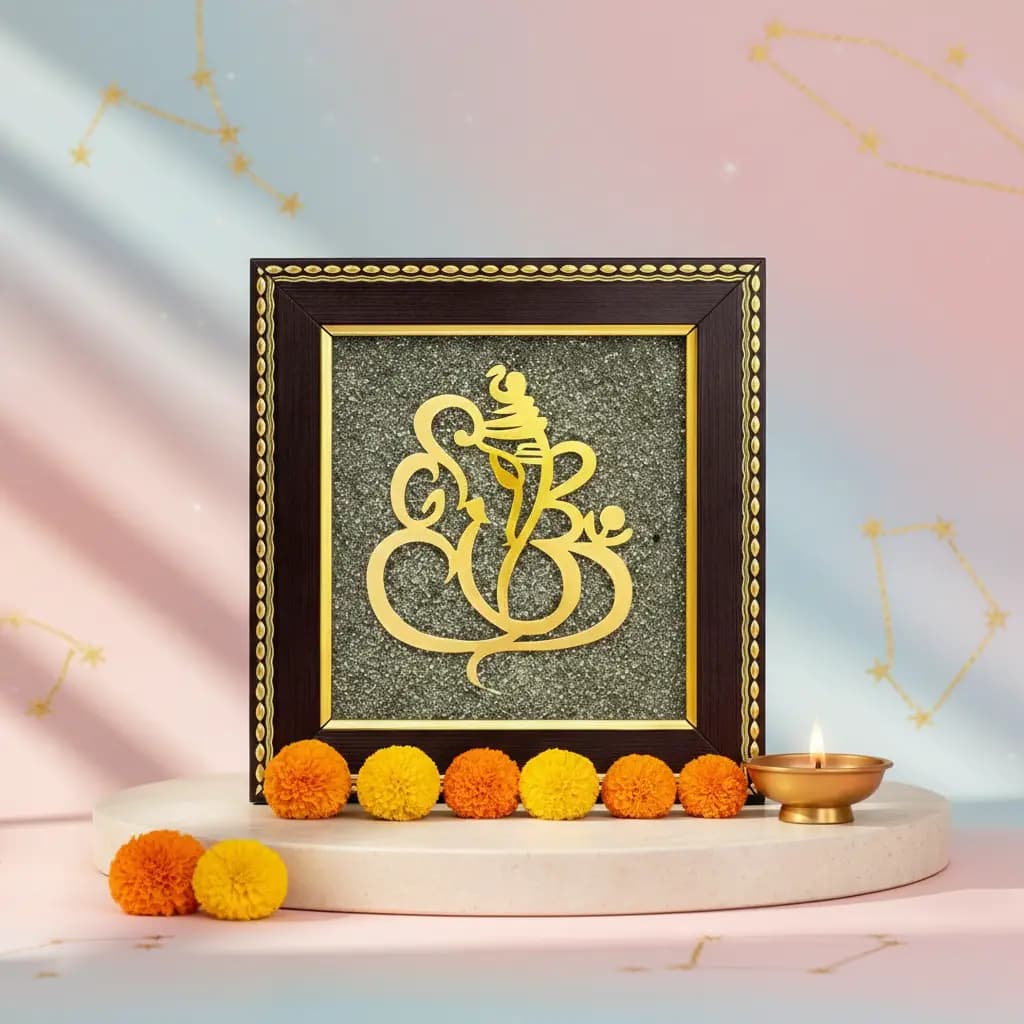 SHRI GANESH PYRITE FRAME - Authentic AstroJi Spiritual Product View 1
