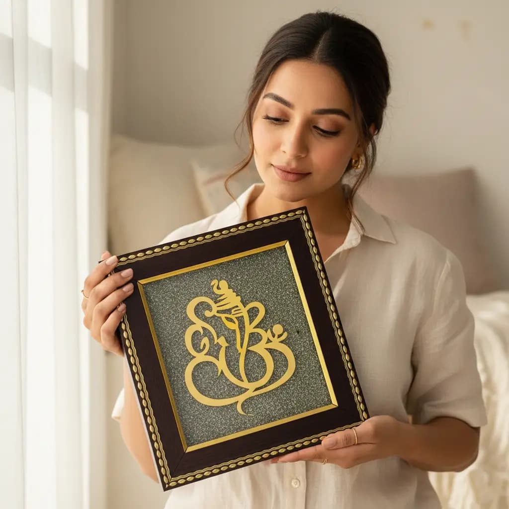 SHRI GANESH PYRITE FRAME - Authentic AstroJi Spiritual Product View 2