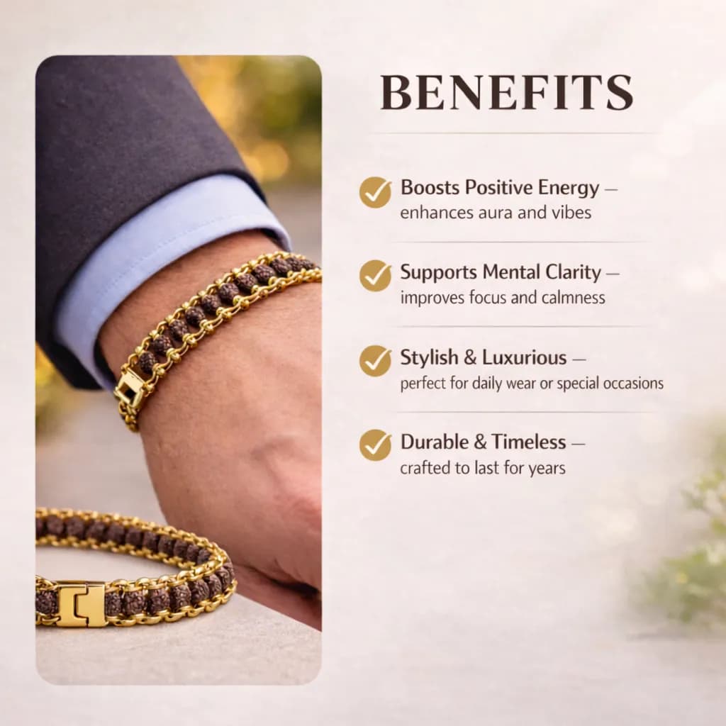 Gold Plated Rudraksha Bracelet - View 3