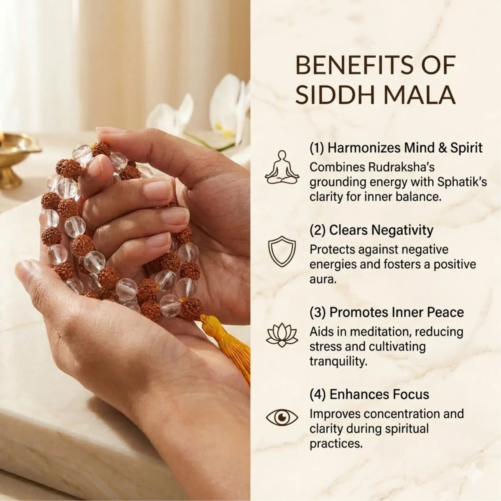 Sphatik Rudraksha Siddh Mala - View 4