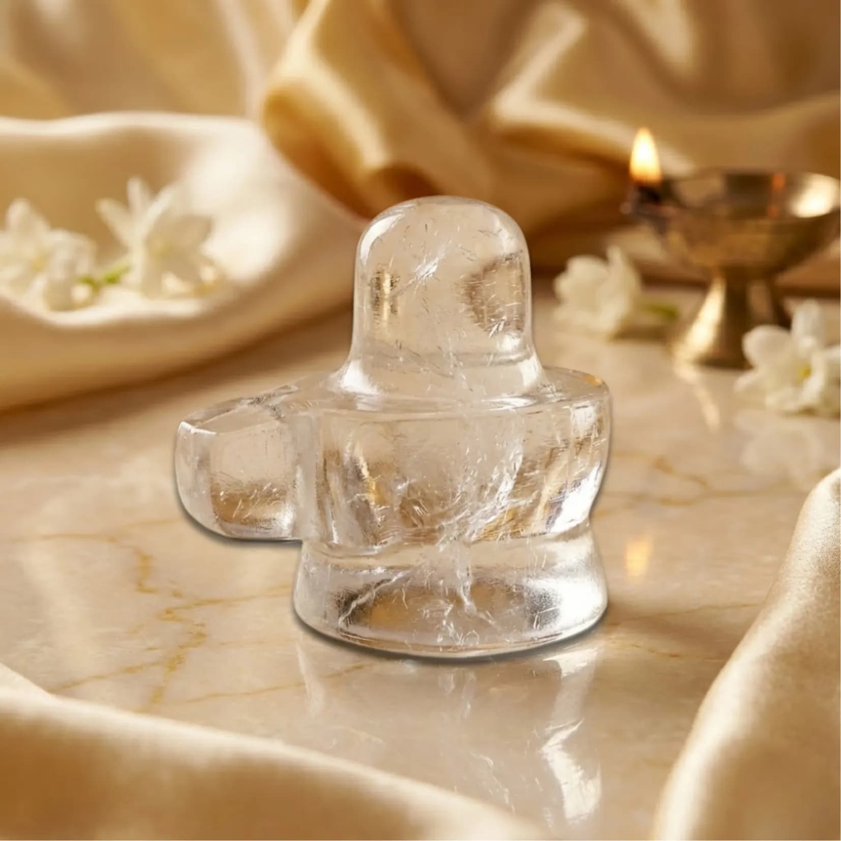 Clear Quartz (Sphatik) Shivling - Authentic AstroJi Spiritual Product View 1