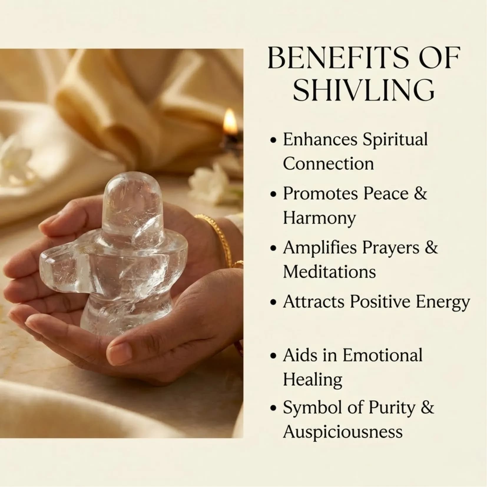 Clear Quartz (Sphatik) Shivling - Authentic AstroJi Spiritual Product View 3