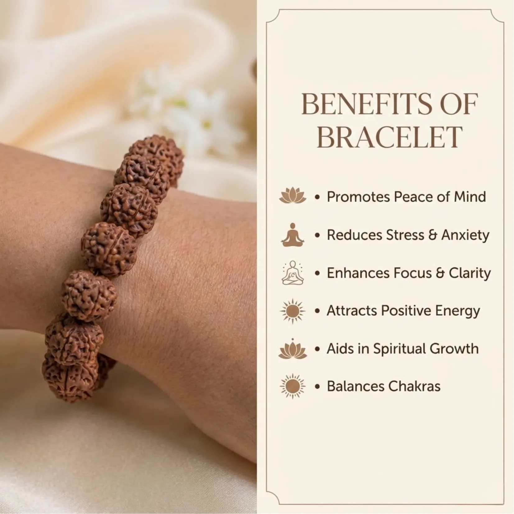 7 Mukhi Rudraksha (Dhan Varsha) Bracelet - View 3
