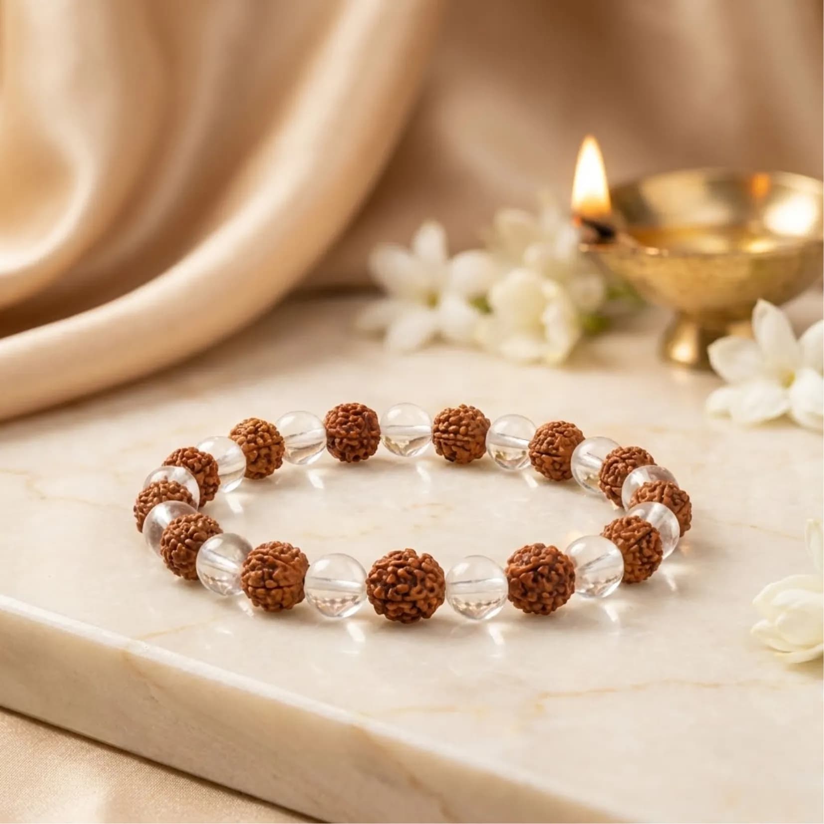 Sphatik Rudraksha Bracelet - Authentic AstroJi Spiritual Product View 1
