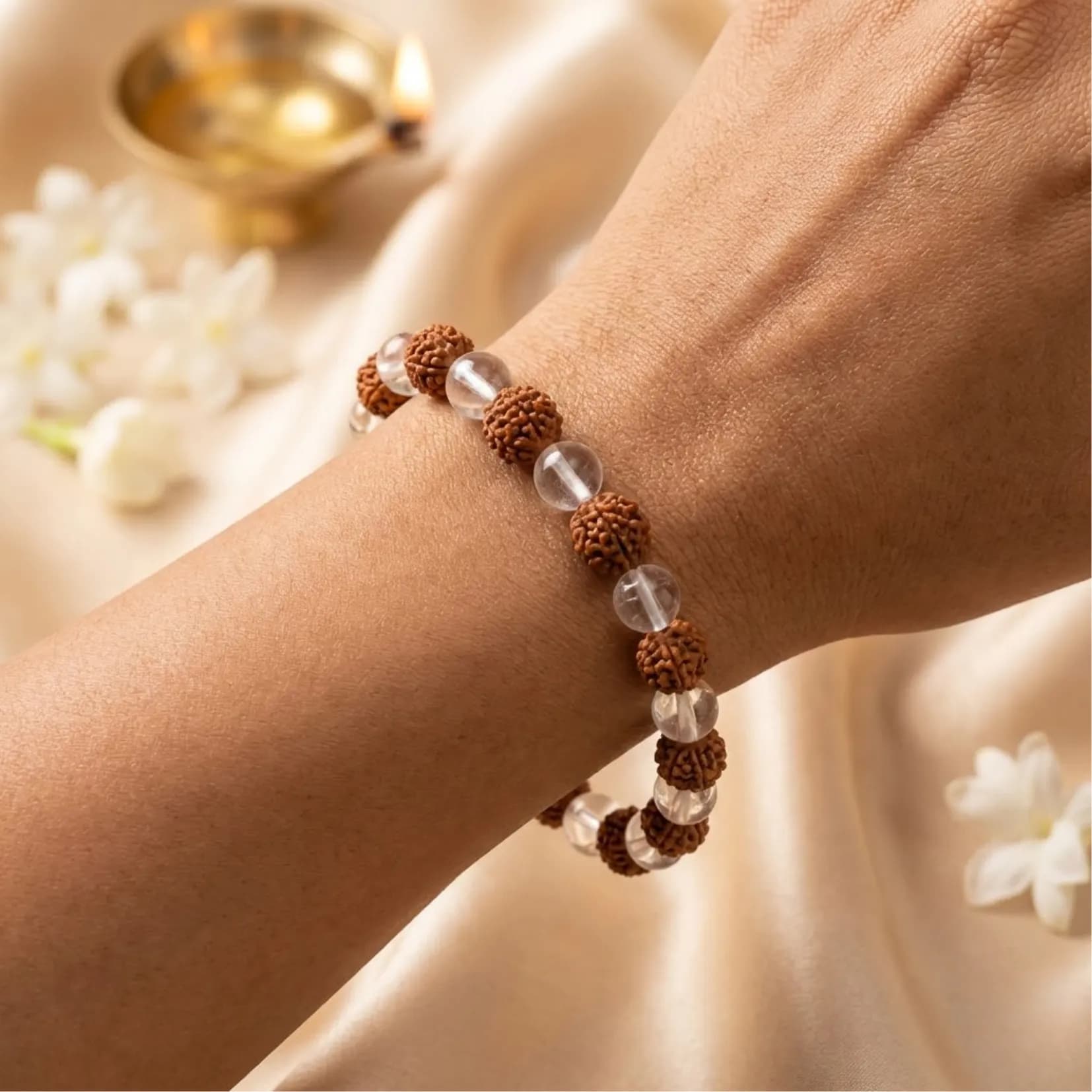 Sphatik Rudraksha Bracelet - Authentic AstroJi Spiritual Product View 2