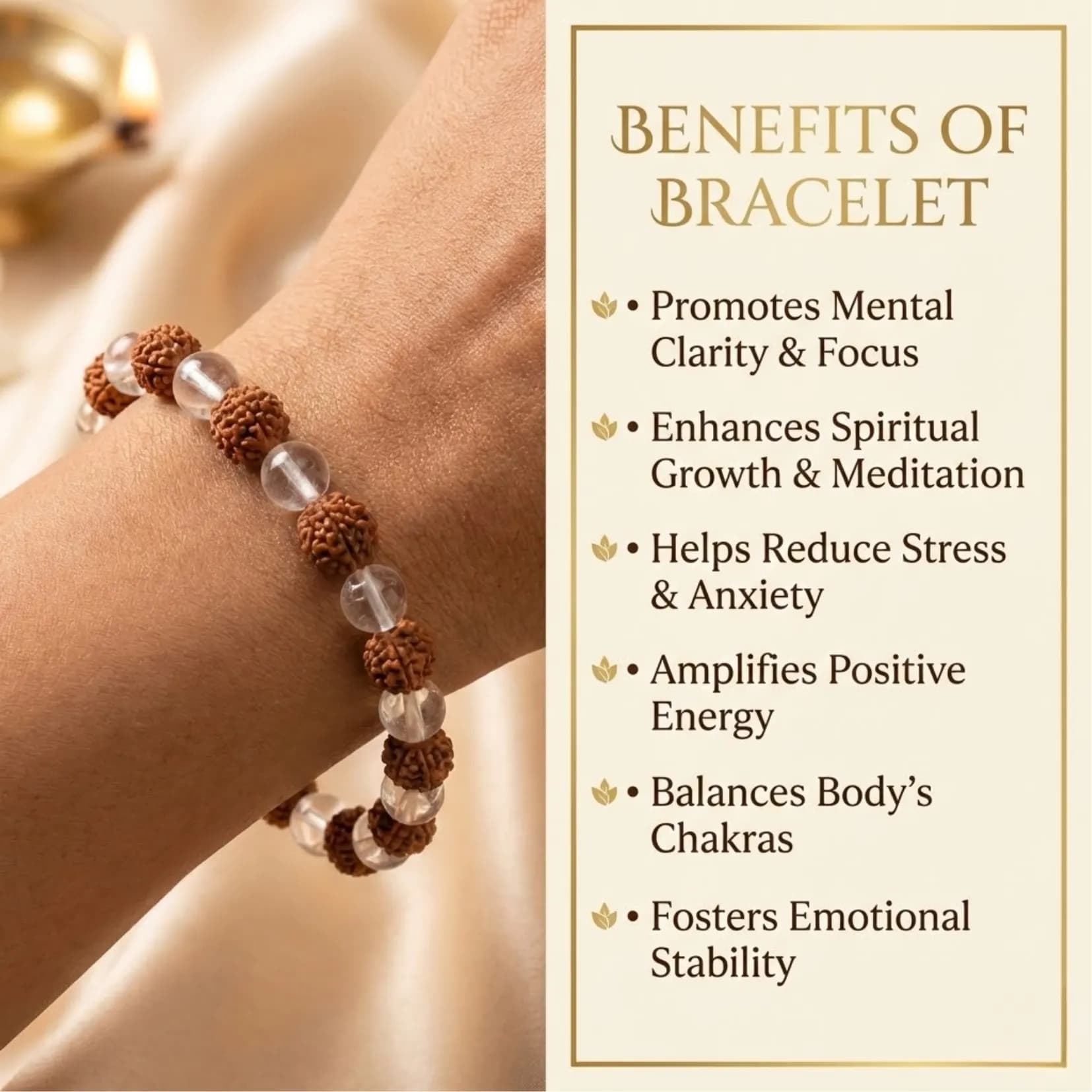 Sphatik Rudraksha Bracelet - Authentic AstroJi Spiritual Product View 3