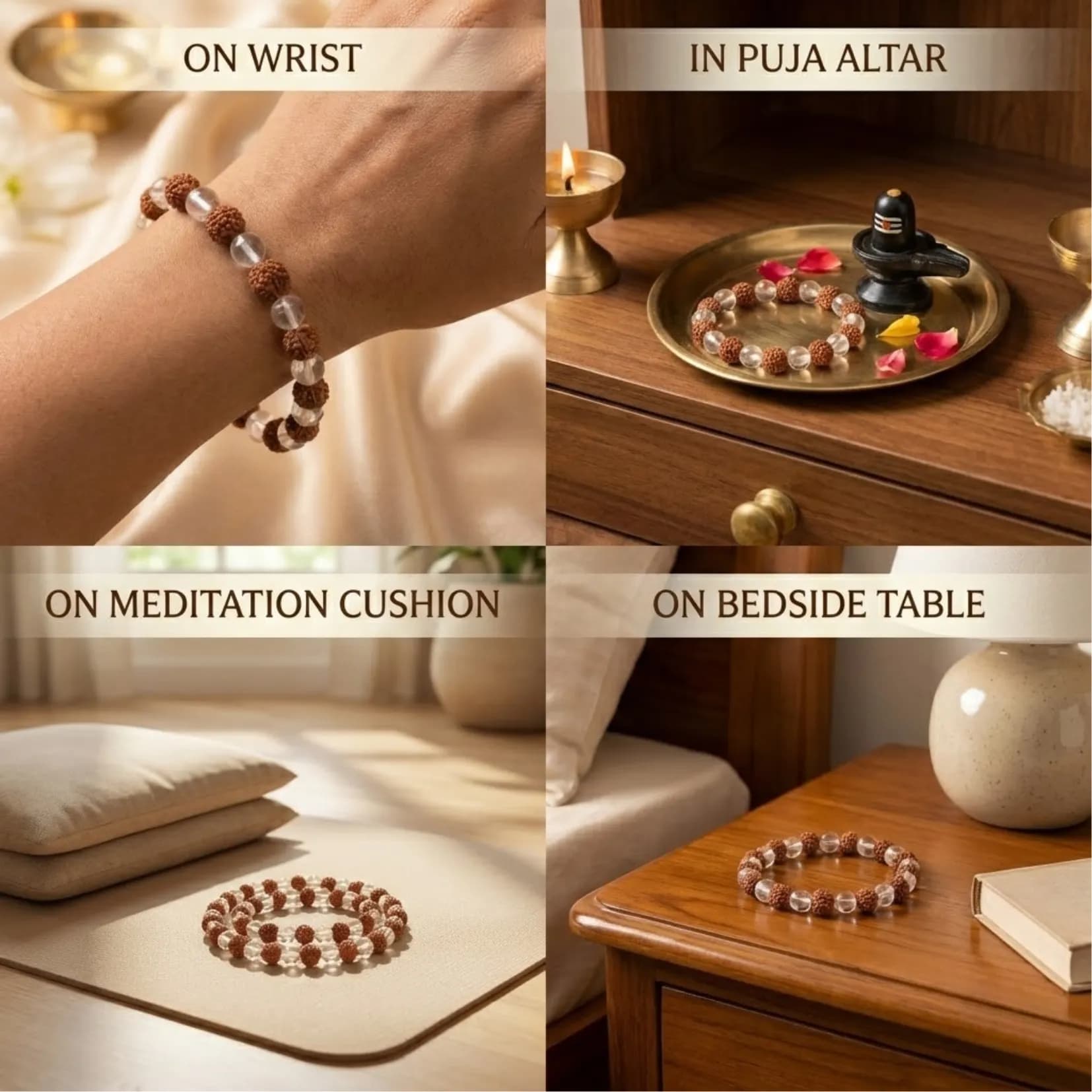Sphatik Rudraksha Bracelet - Authentic AstroJi Spiritual Product View 4
