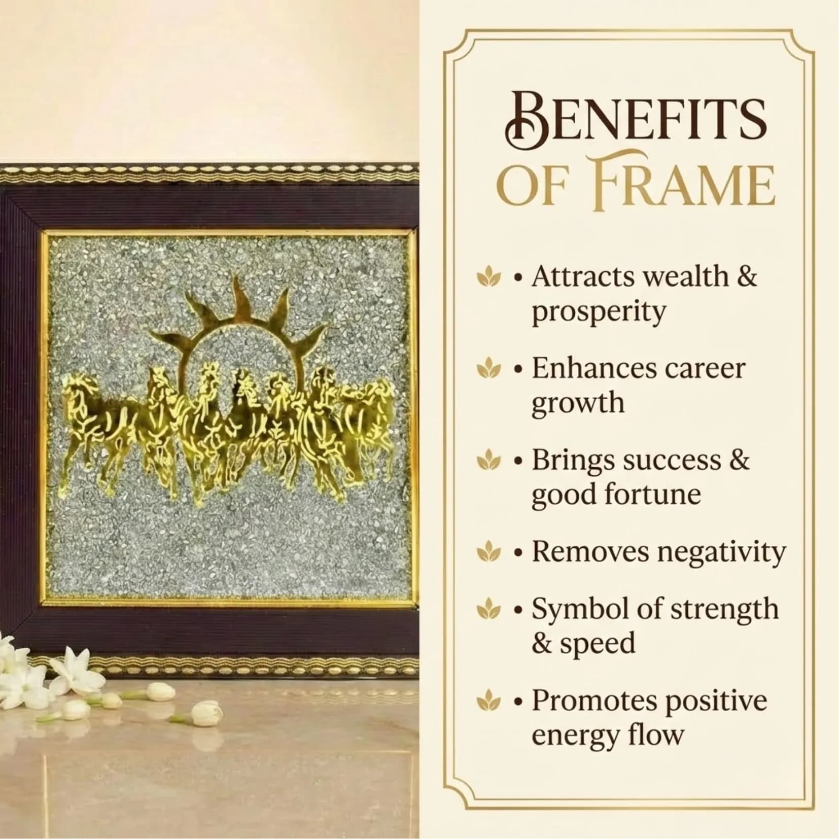 7 Horses on Raw Pyrite Frame - View 4