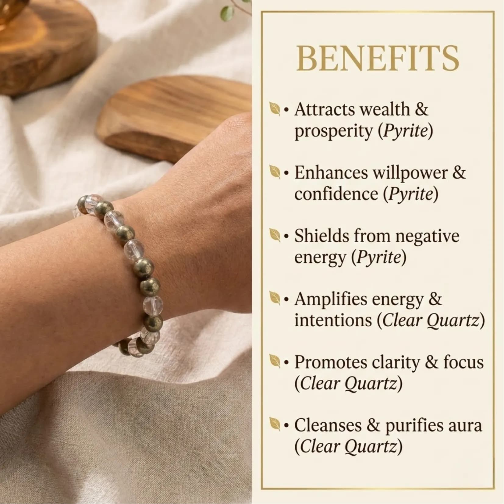 RAW PYRITE & SAPHATIK BRACELET - View 4