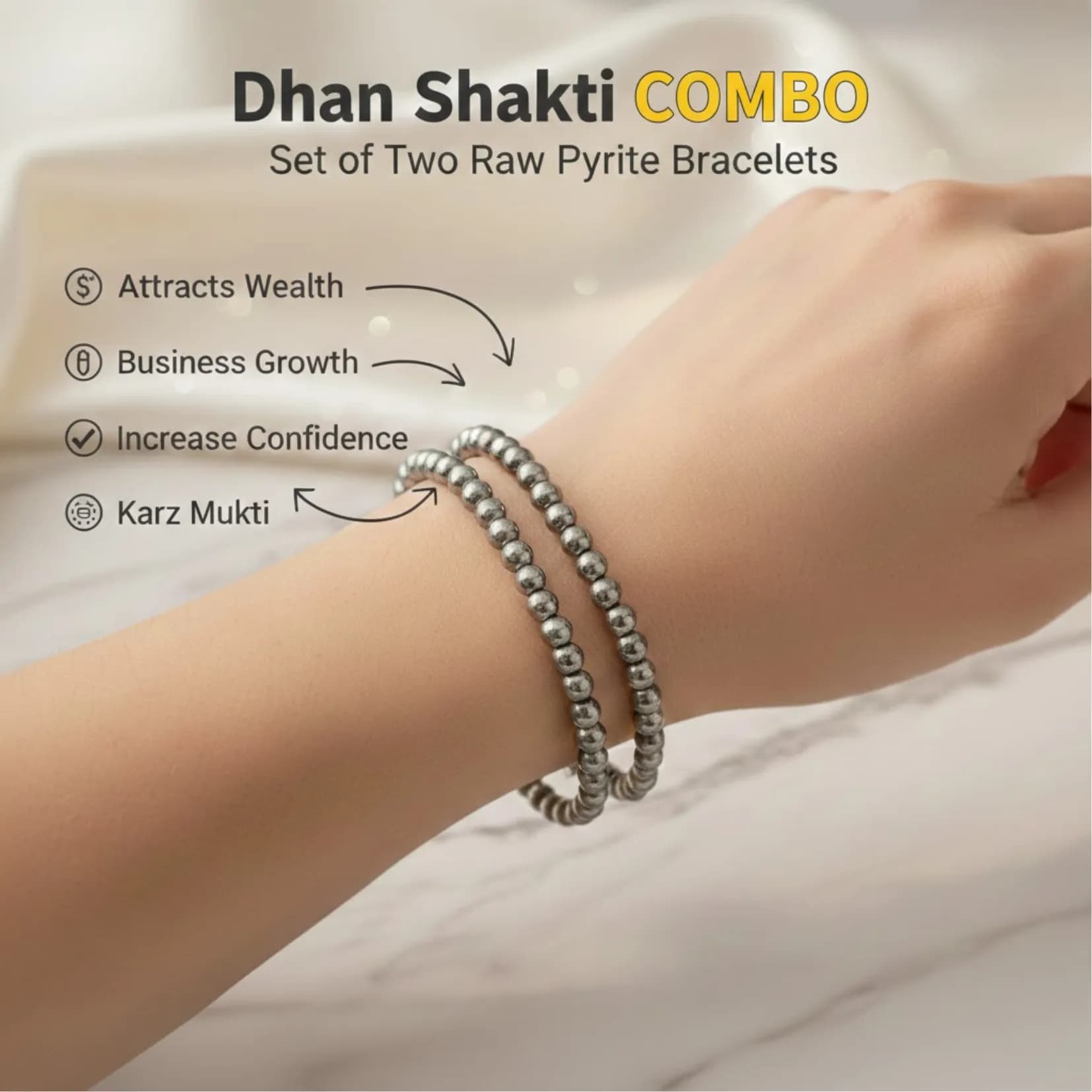 Dhan Shakti Combo :Pyrite bracelets - Authentic AstroJi Spiritual Product View 4