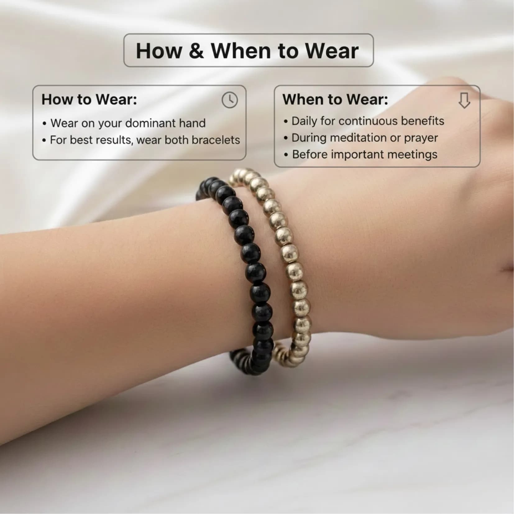 RICHIE-RICH COMBO: Pyrite bracelet + Black Tourmaline Bracelet - View 3