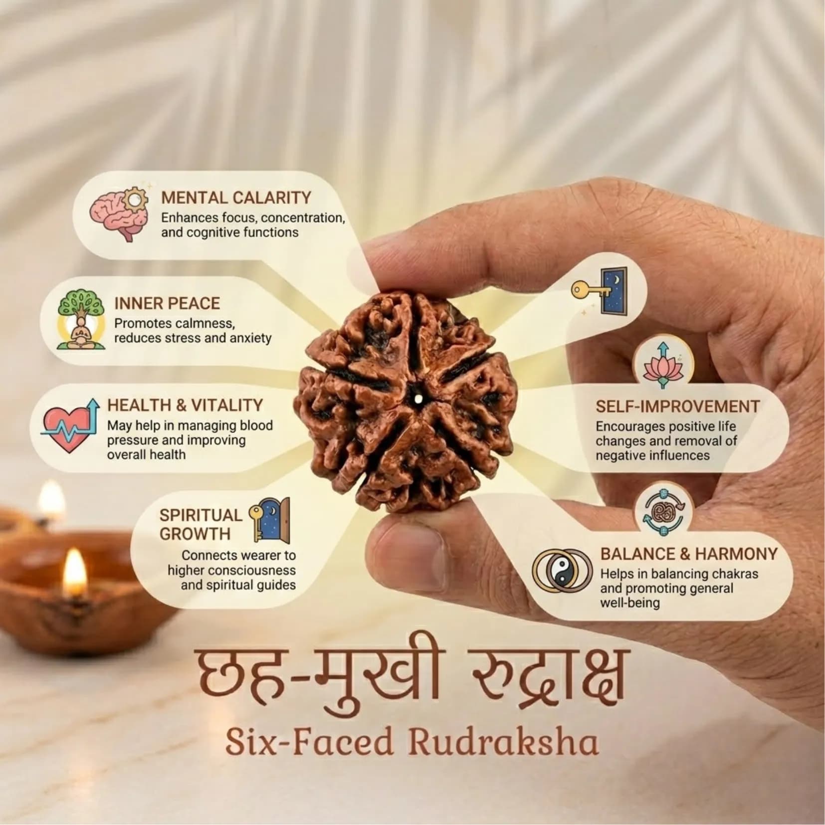 6 Mukhi Rudraksha (Nepali) - View 3