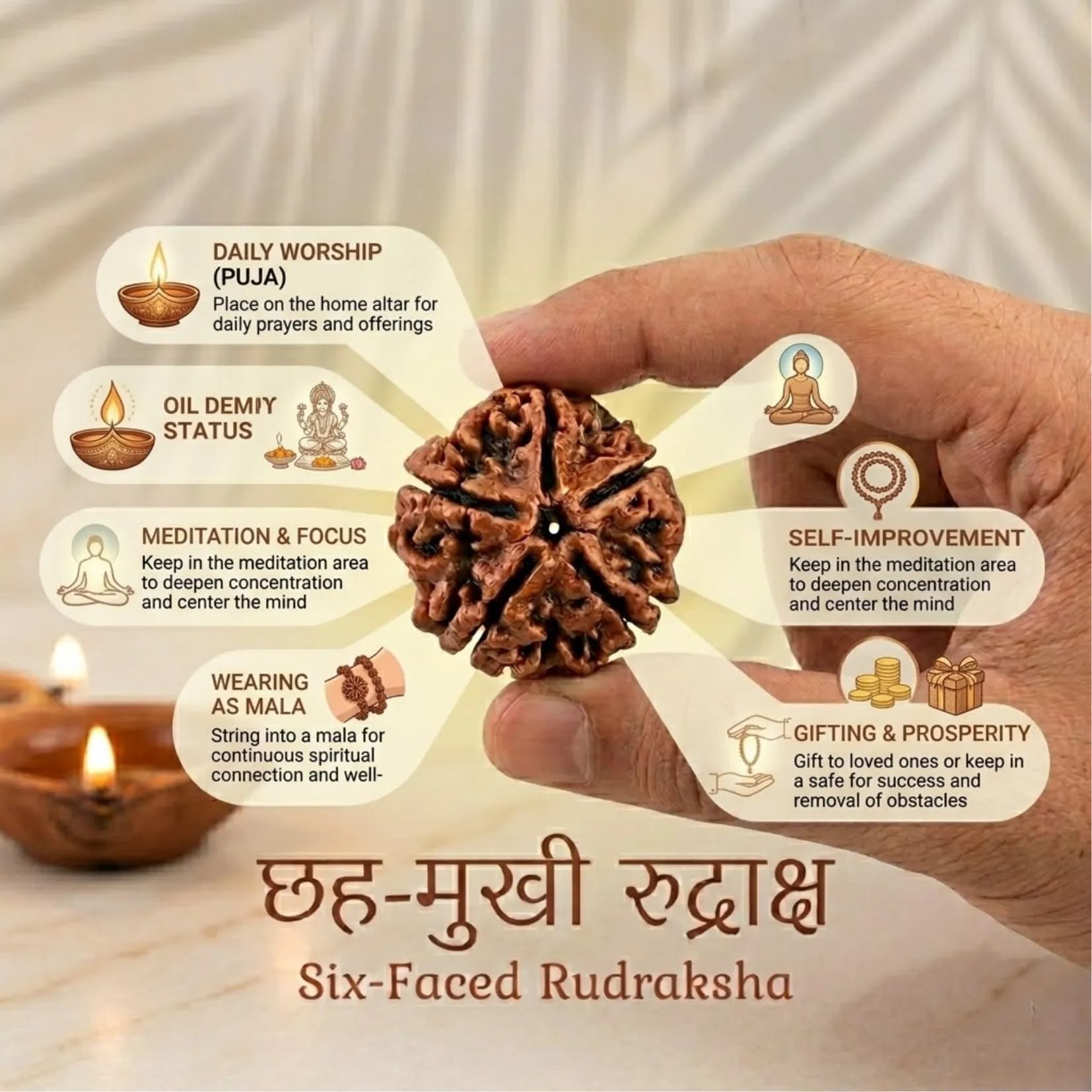 6 Mukhi Rudraksha (Nepali) - View 4