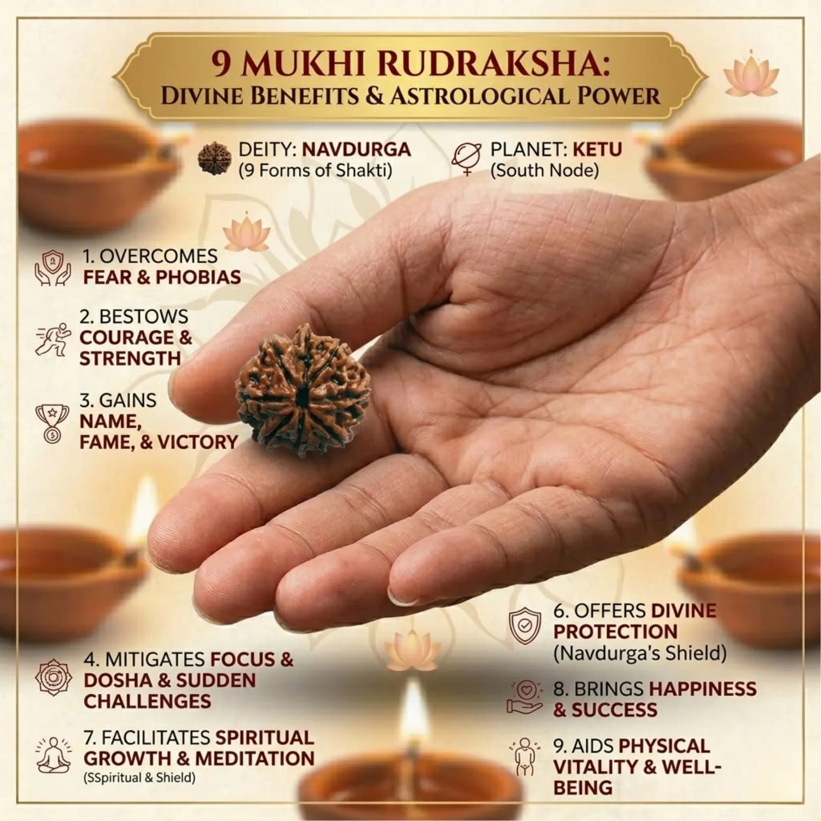 9 Mukhi Rudraksha (Nepali) - View 3