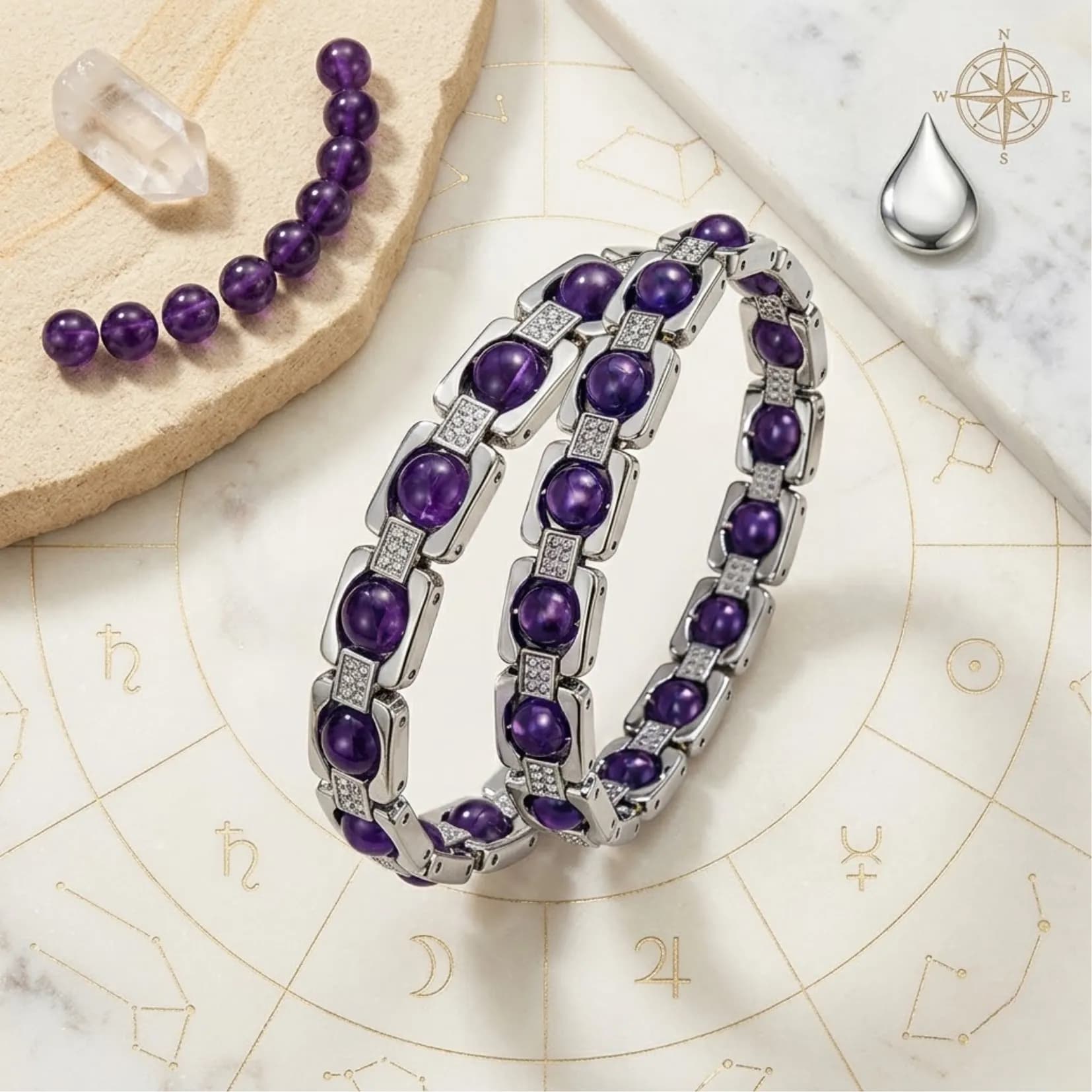 Metal Amenthyst Bracelet - View 1
