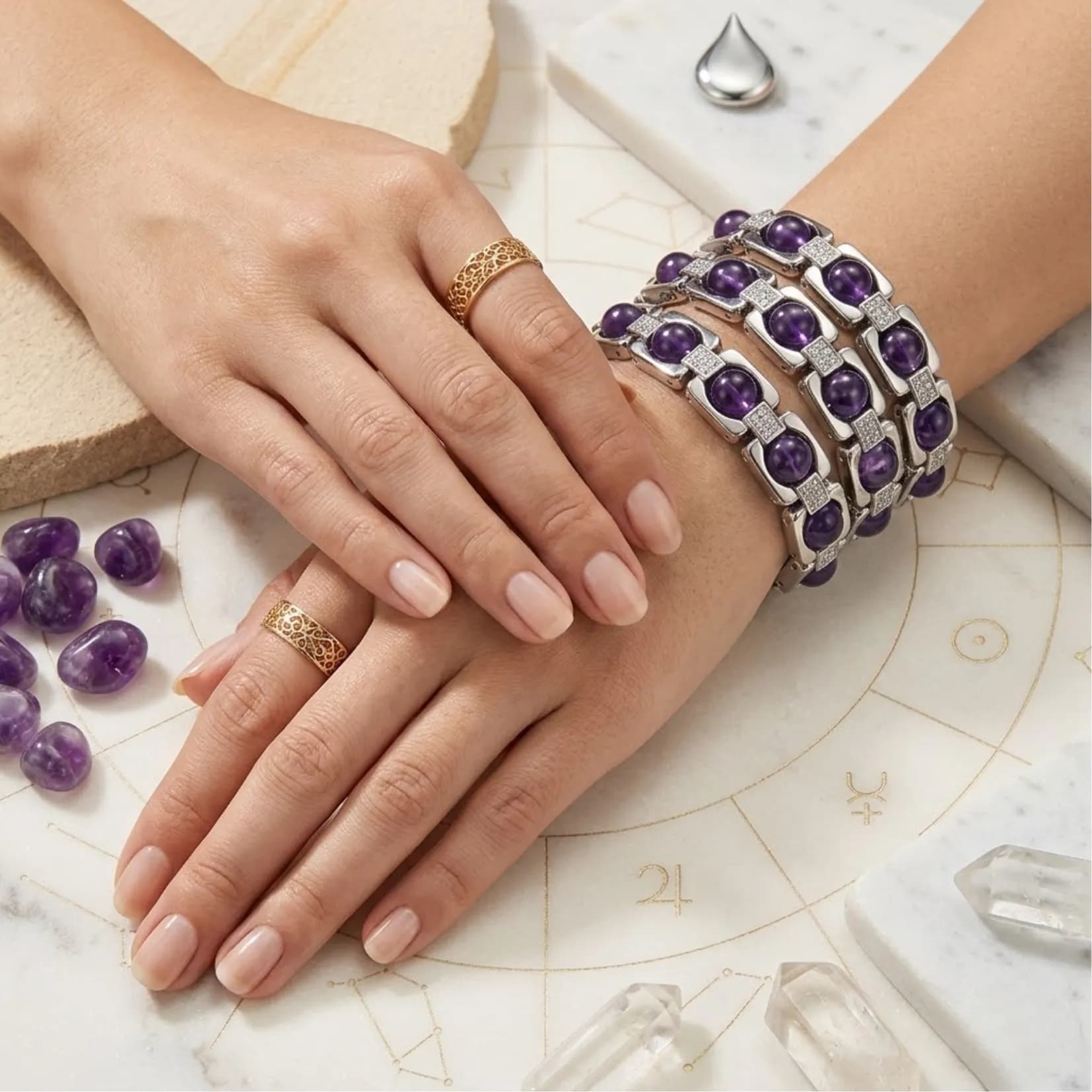 Metal Amenthyst Bracelet - View 2