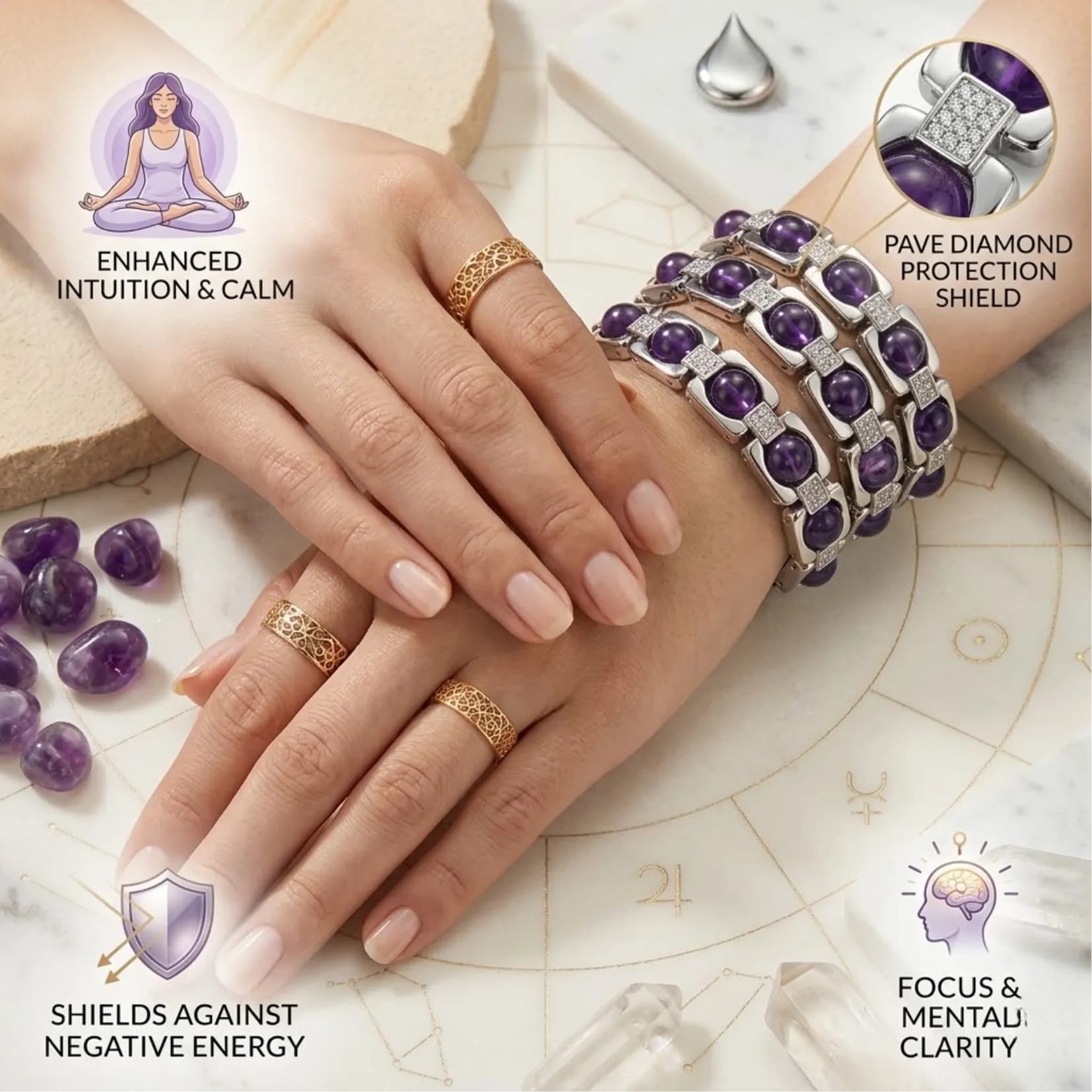 Metal Amenthyst Bracelet - View 3