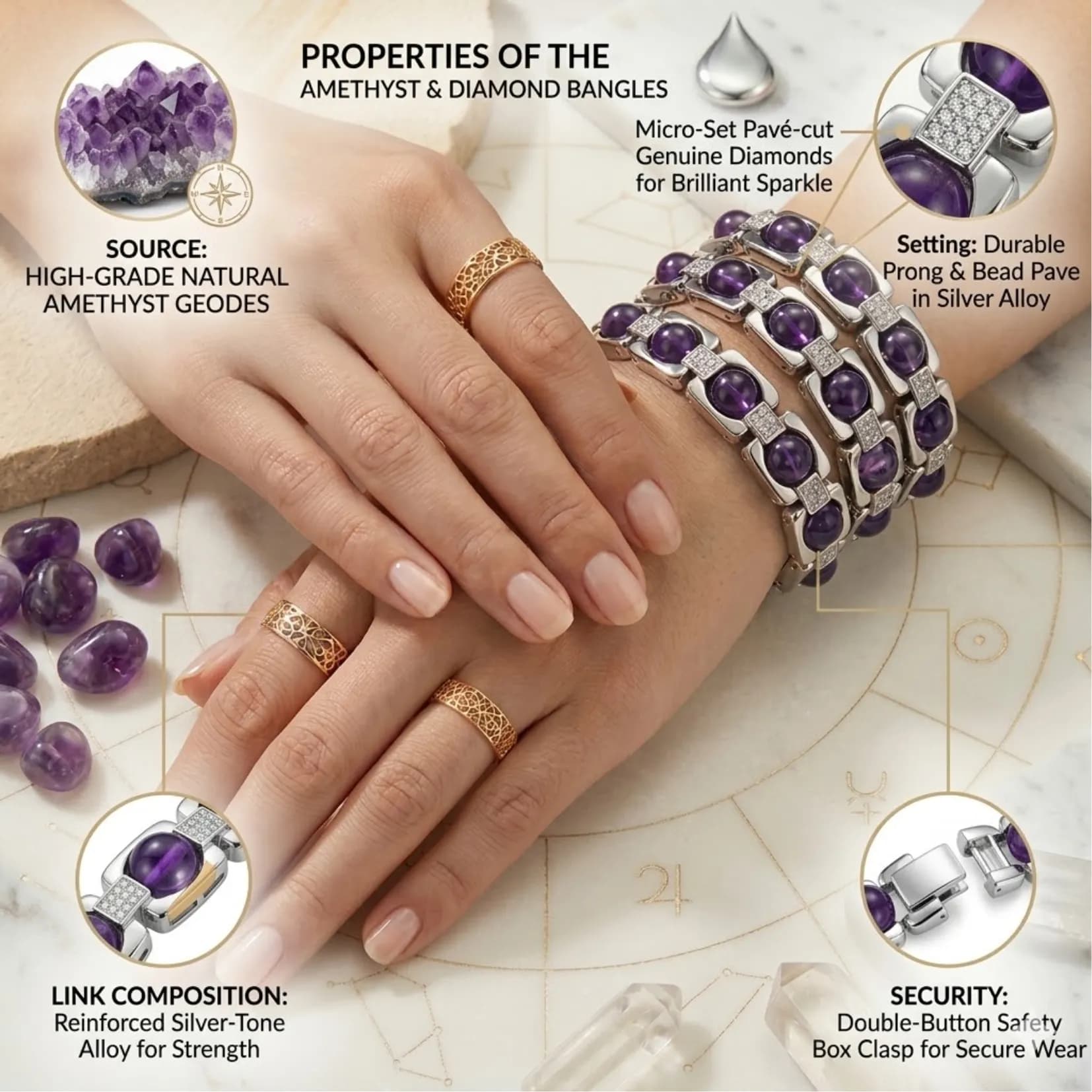 Metal Amenthyst Bracelet - View 4