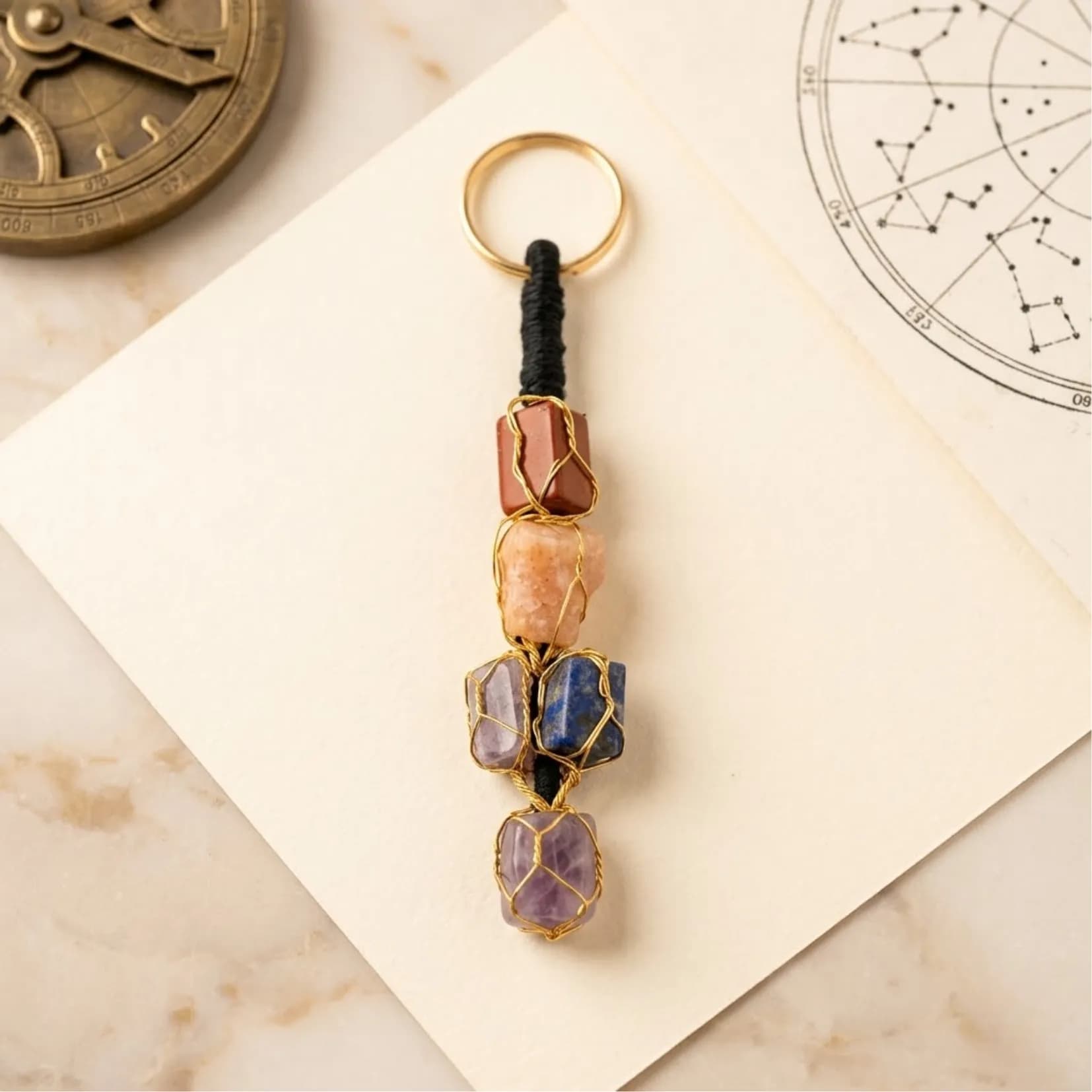 7 Chakra Raw Keychain - View 1