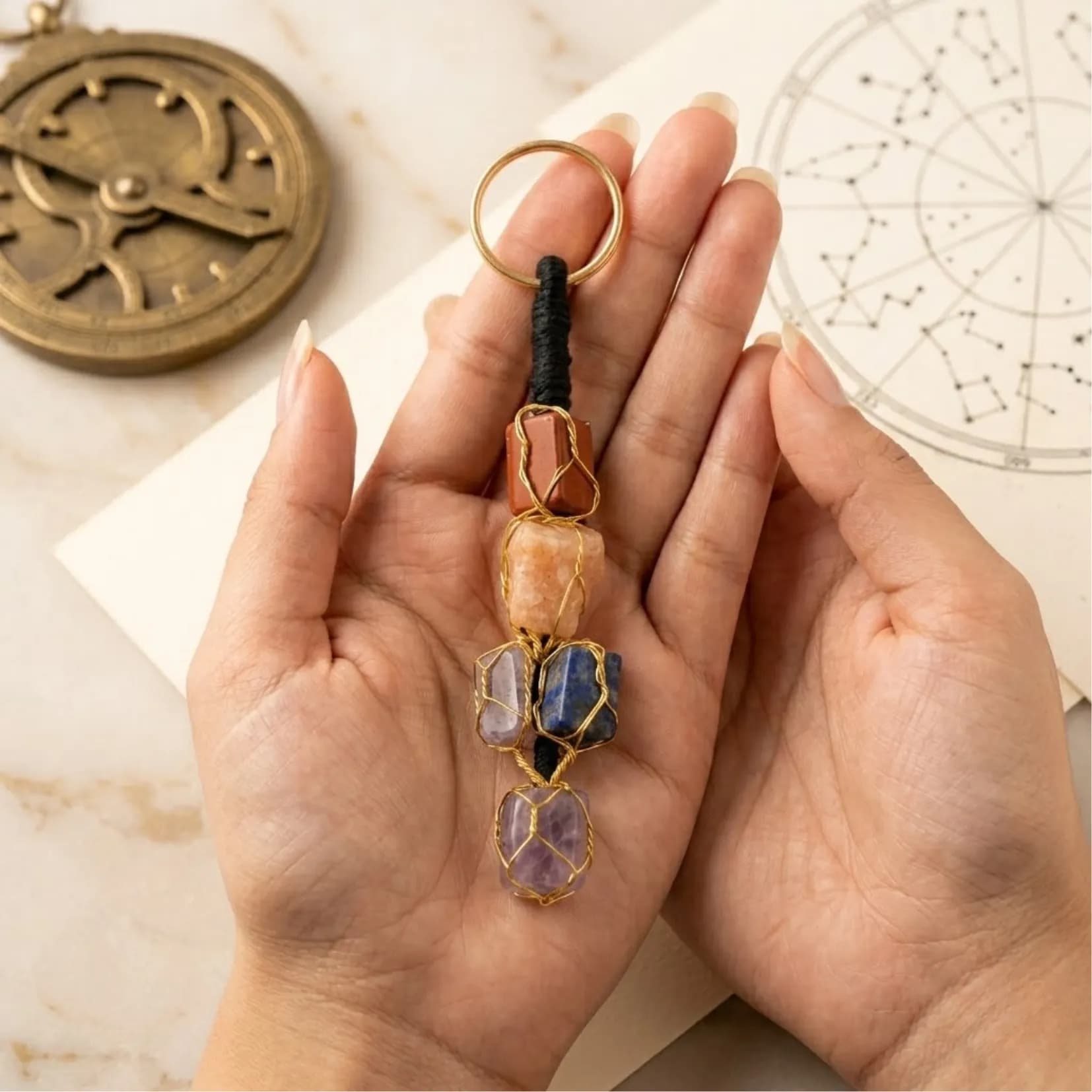 7 Chakra Raw Keychain - View 2