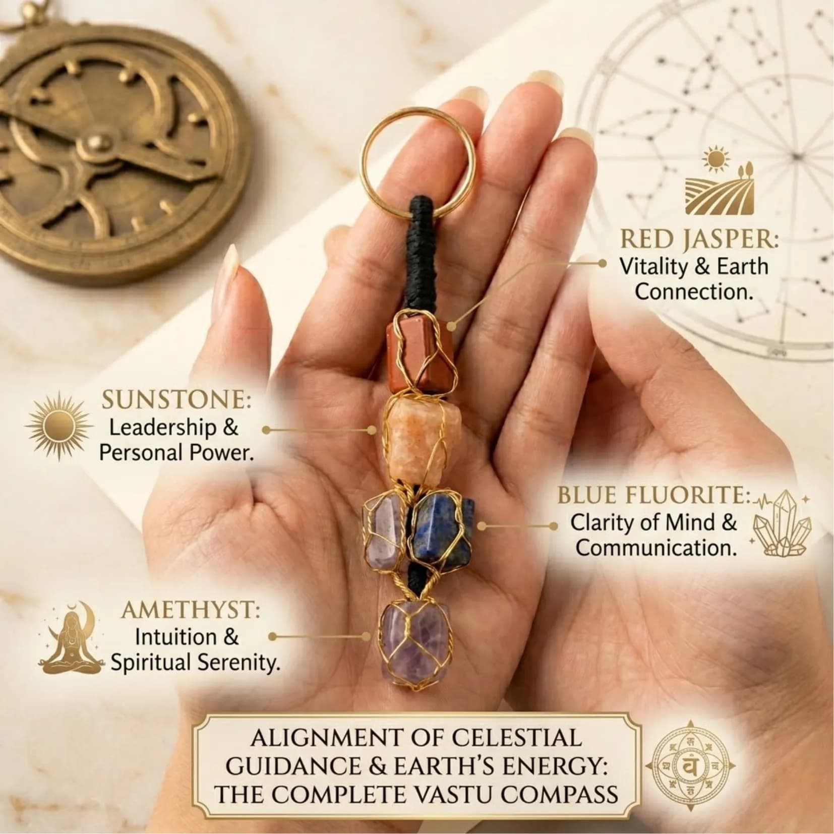 7 Chakra Raw Keychain - View 3