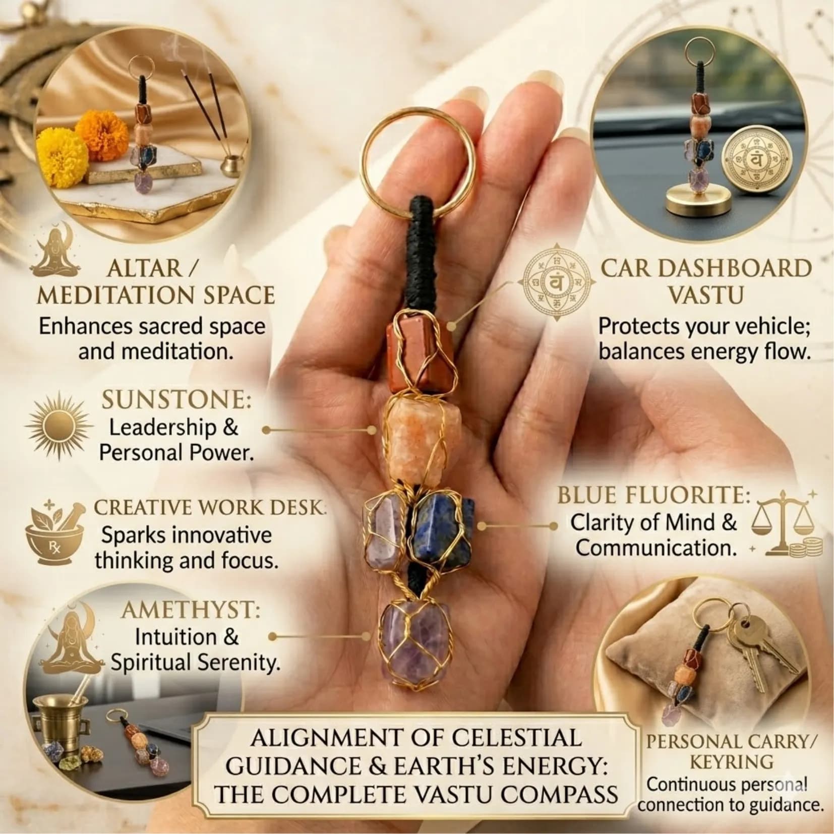 7 Chakra Raw Keychain - View 4